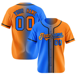 Camiseta de béisbol auténtica personalizada con degradado naranja y azul - Style 1