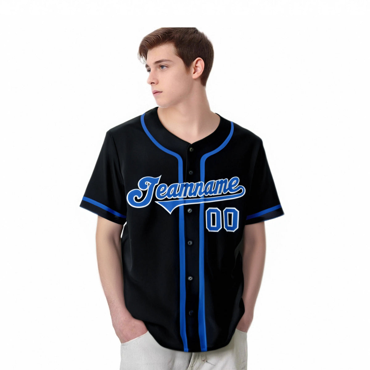 Custom Black Royal Blue Classic Style Authentic Baseball Jersey