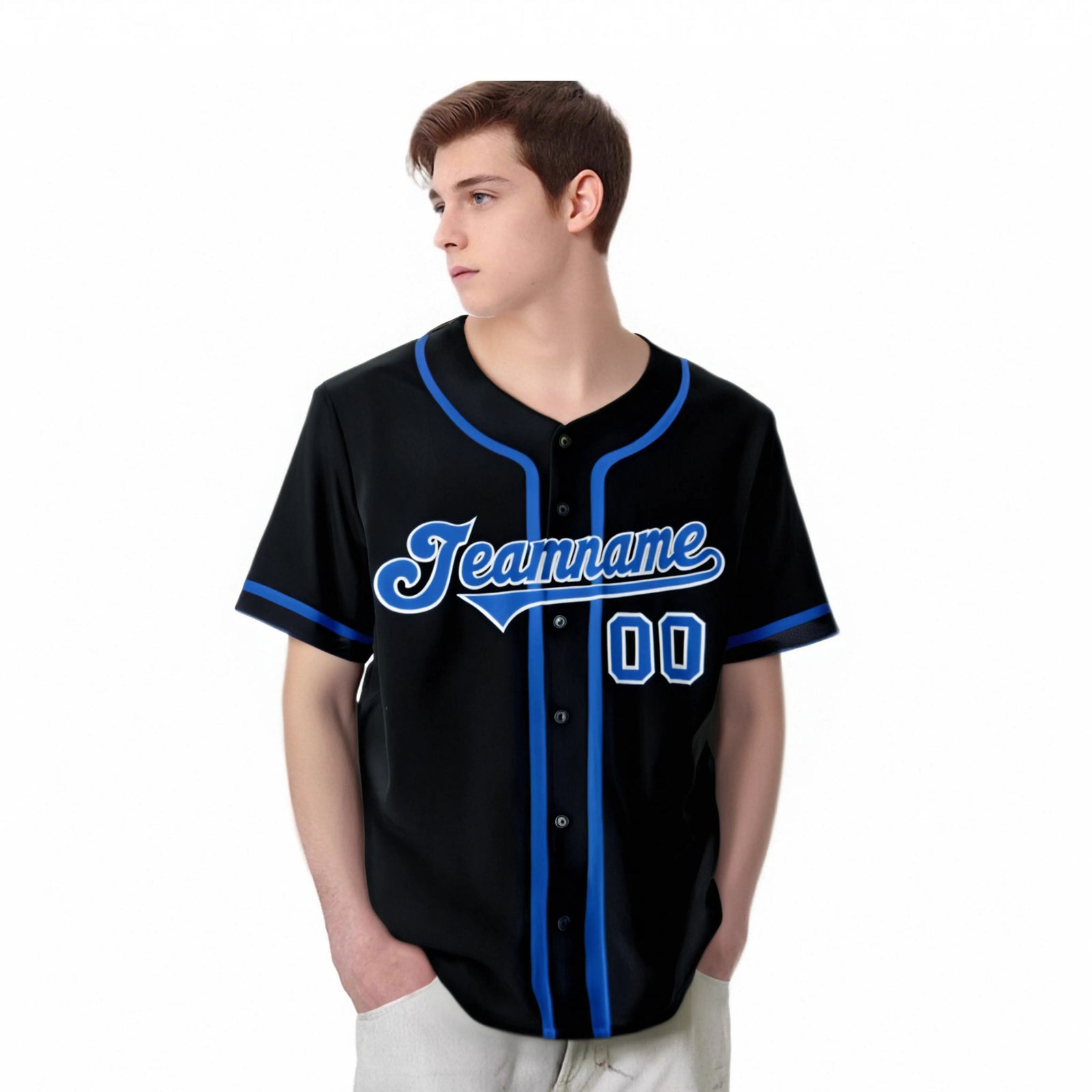 Custom Black Royal Blue Classic Style Authentic Baseball Jersey