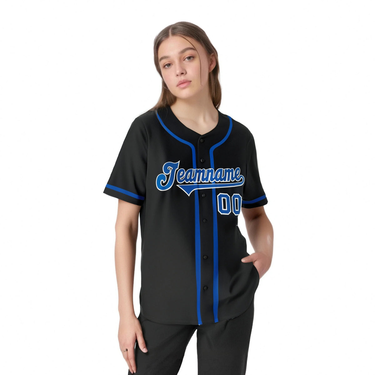 Custom Black Royal Blue Classic Style Authentic Baseball Jersey