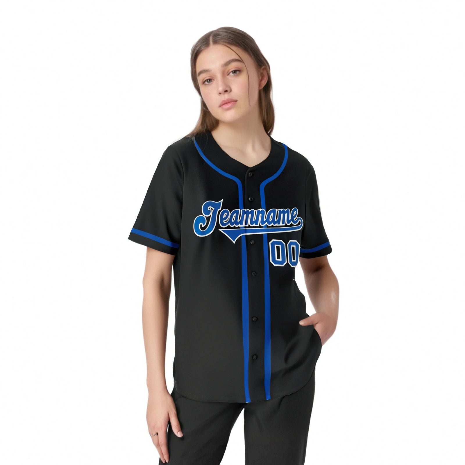 Custom Black Royal Blue Classic Style Authentic Baseball Jersey