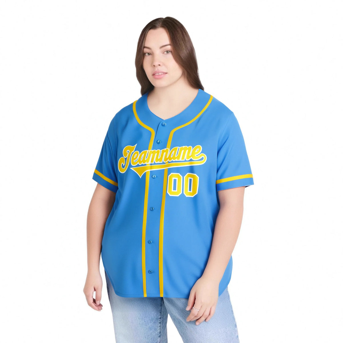 Custom Powder Blue Glod Classic Style Authentic Baseball Jersey