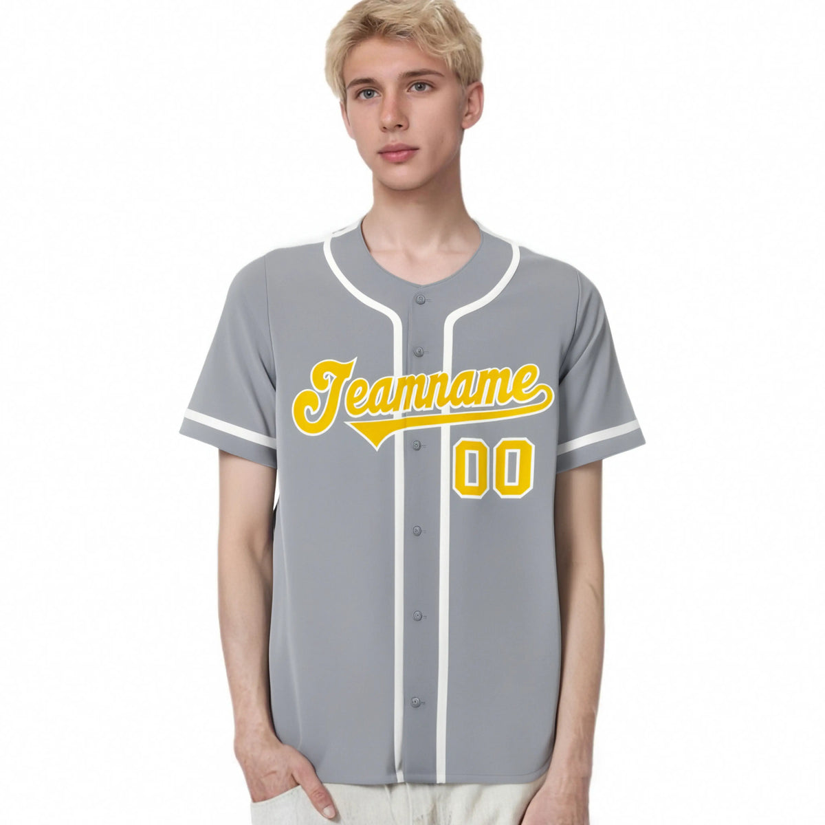 Custom Gray Glod White Classic Style Authentic Baseball Jersey