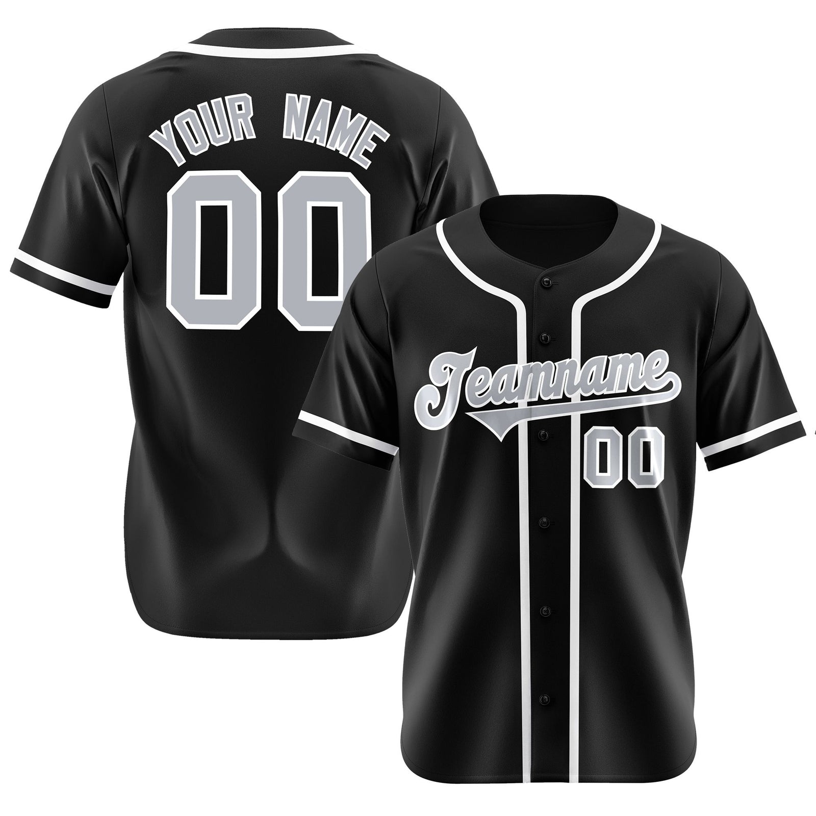 Custom Black Gray-White Classic Style Authentic Baseball Jersey