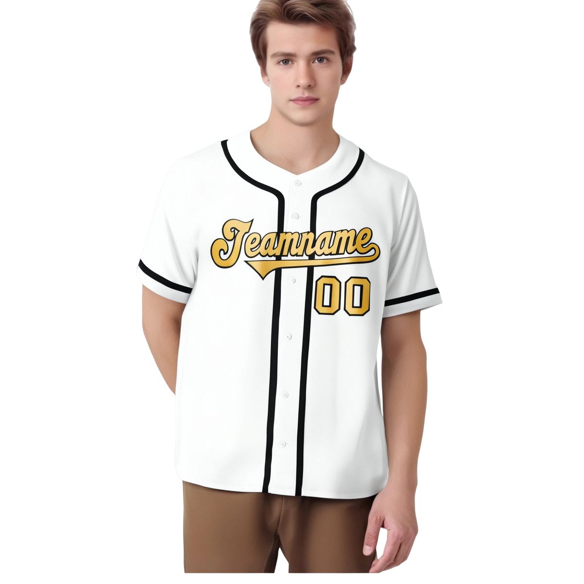 Custom White Glod-Black Classic Style Authentic Baseball Jersey