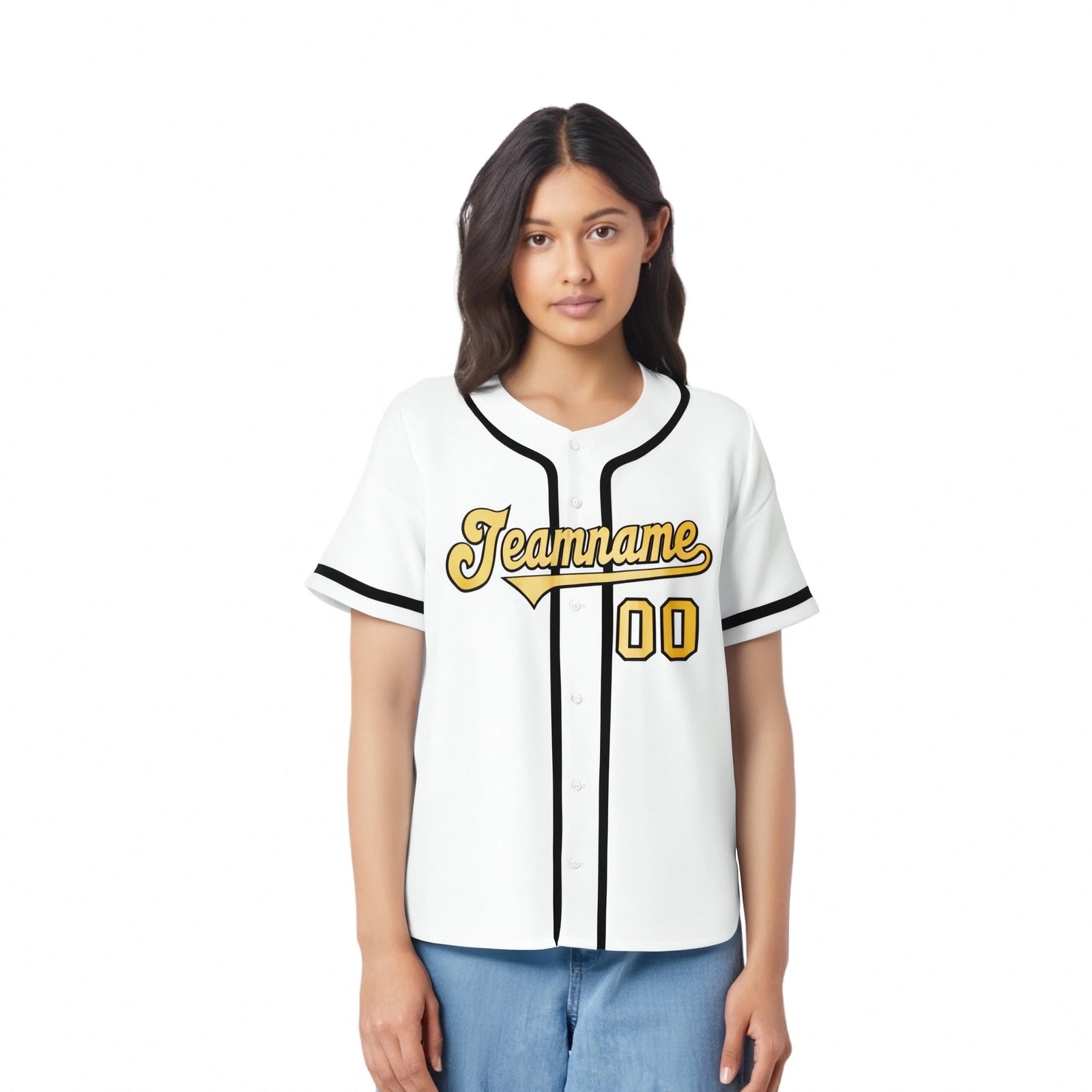 Custom White Glod-Black Classic Style Authentic Baseball Jersey