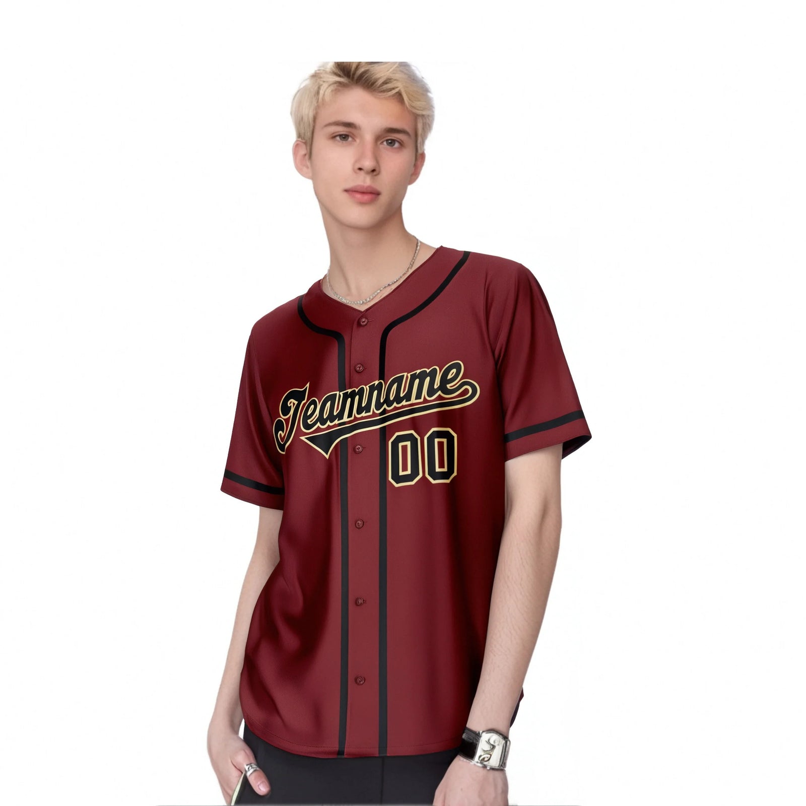 Custom Crimson Black Classic Style Authentic Baseball Jersey