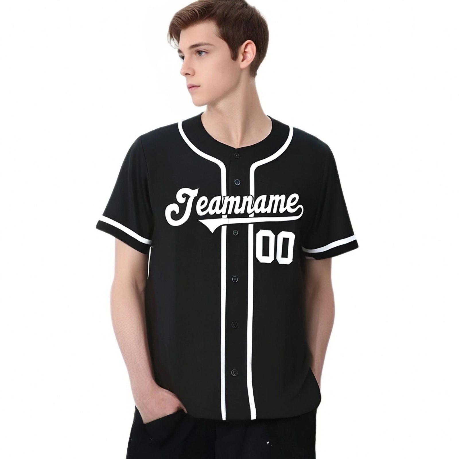 Custom Black White Classic Style Authentic Baseball Jersey