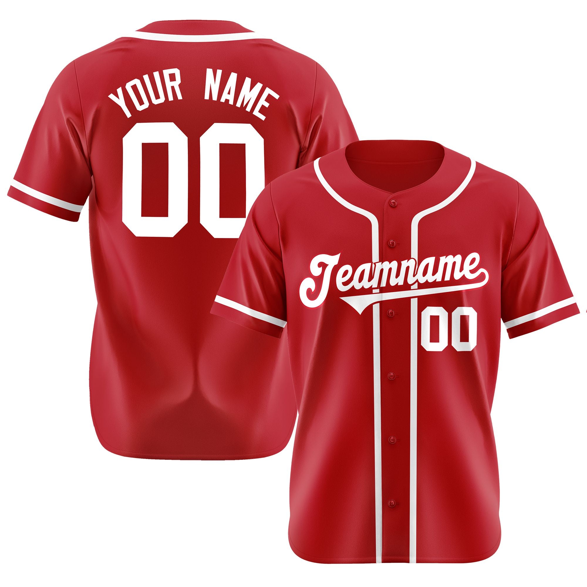 Custom Red White Classic Style Authentic Baseball Jersey