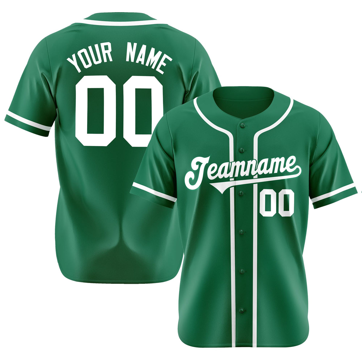 Custom Kelly Green White Classic Style Authentic Baseball Jersey