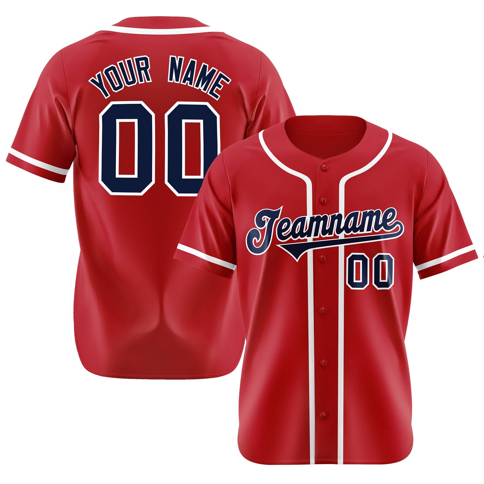 Custom Red Navy-White Classic Style Authentic Baseball Jersey