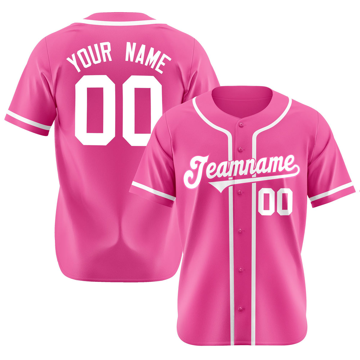 Custom Pink White Classic Style Authentic Baseball Jersey