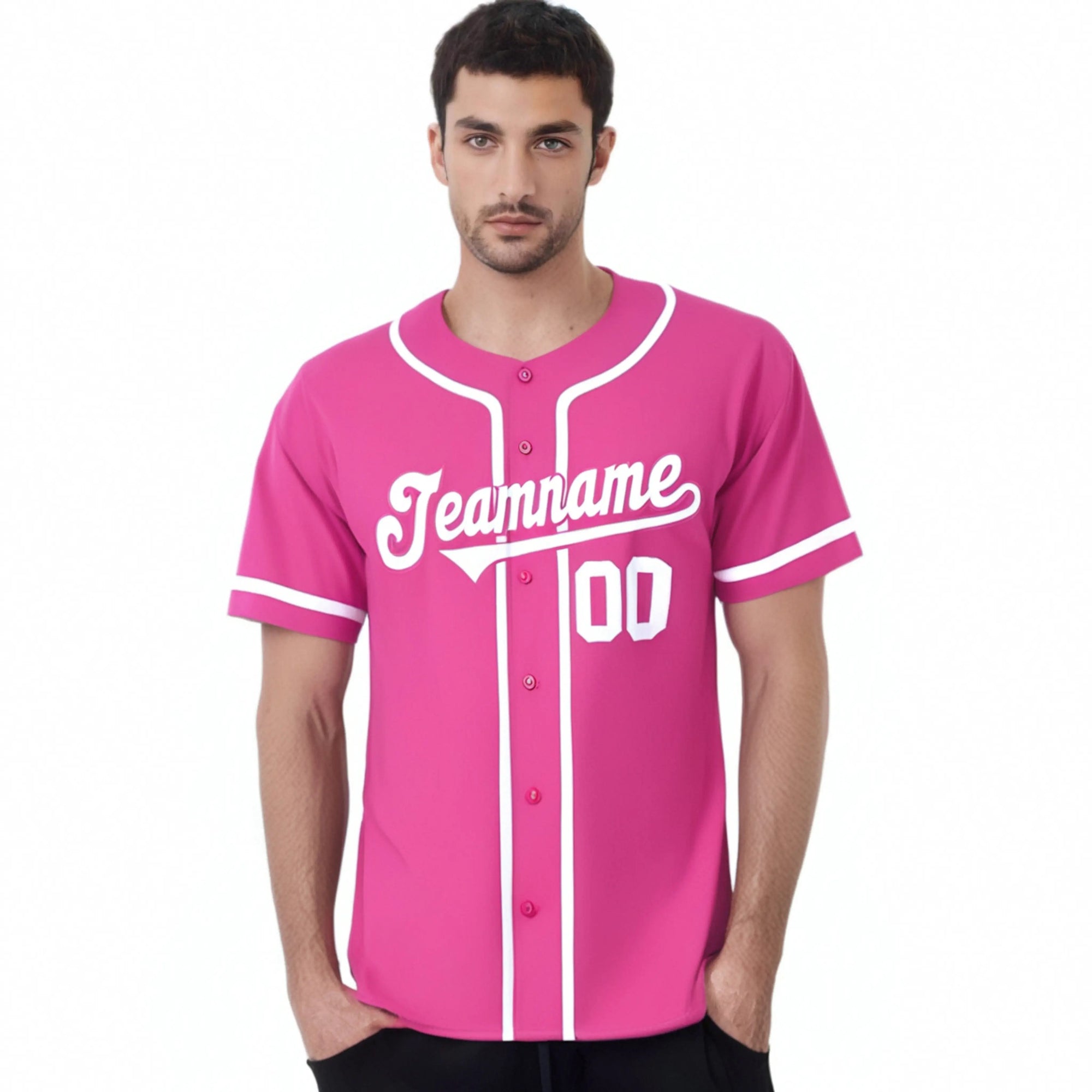 Custom Pink White Classic Style Authentic Baseball Jersey