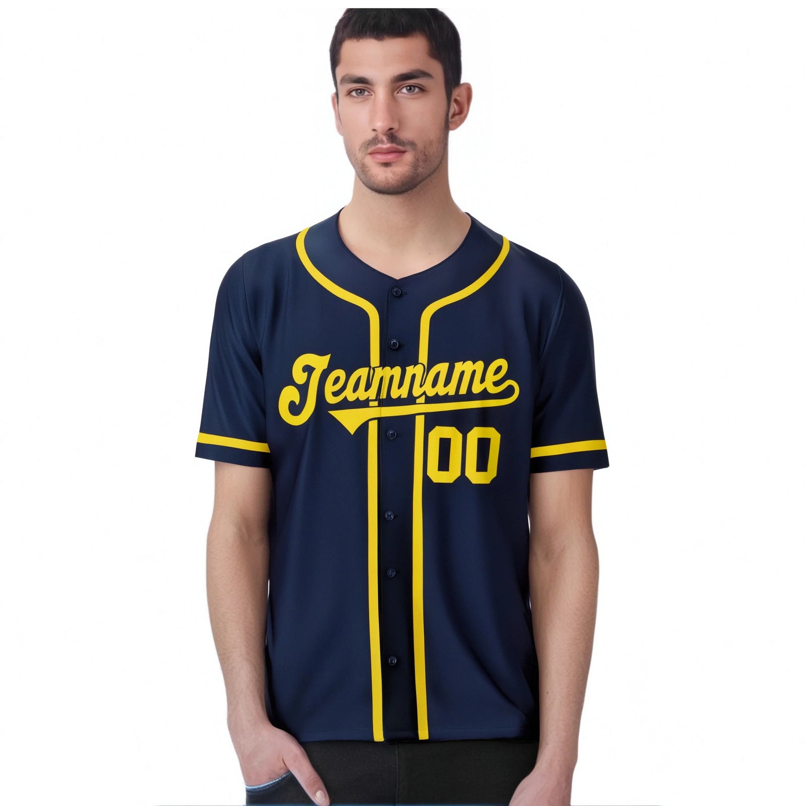Custom Navy Gold Classic Style Authentic Baseball Jersey
