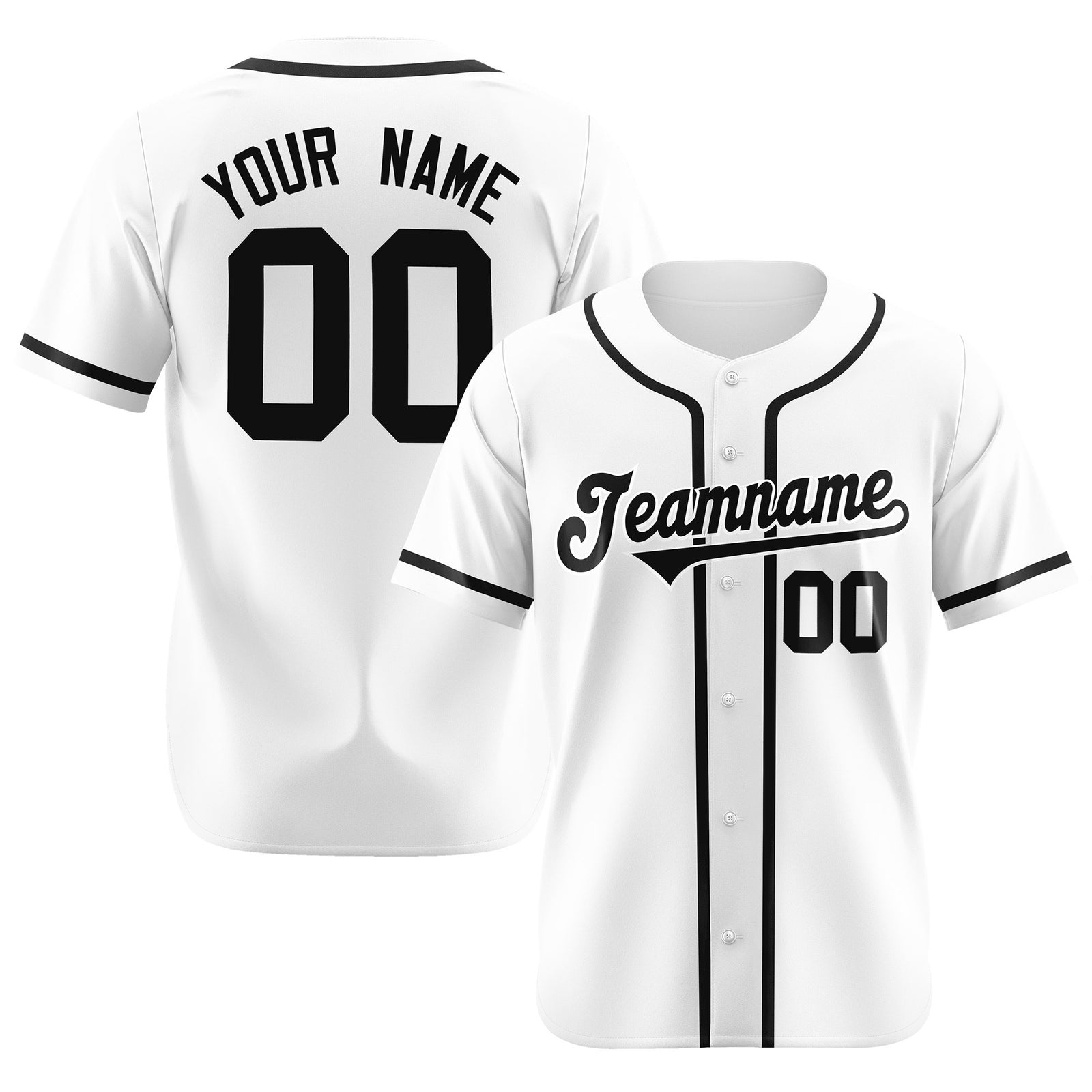 Custom White Black Classic Style Authentic Baseball Jersey