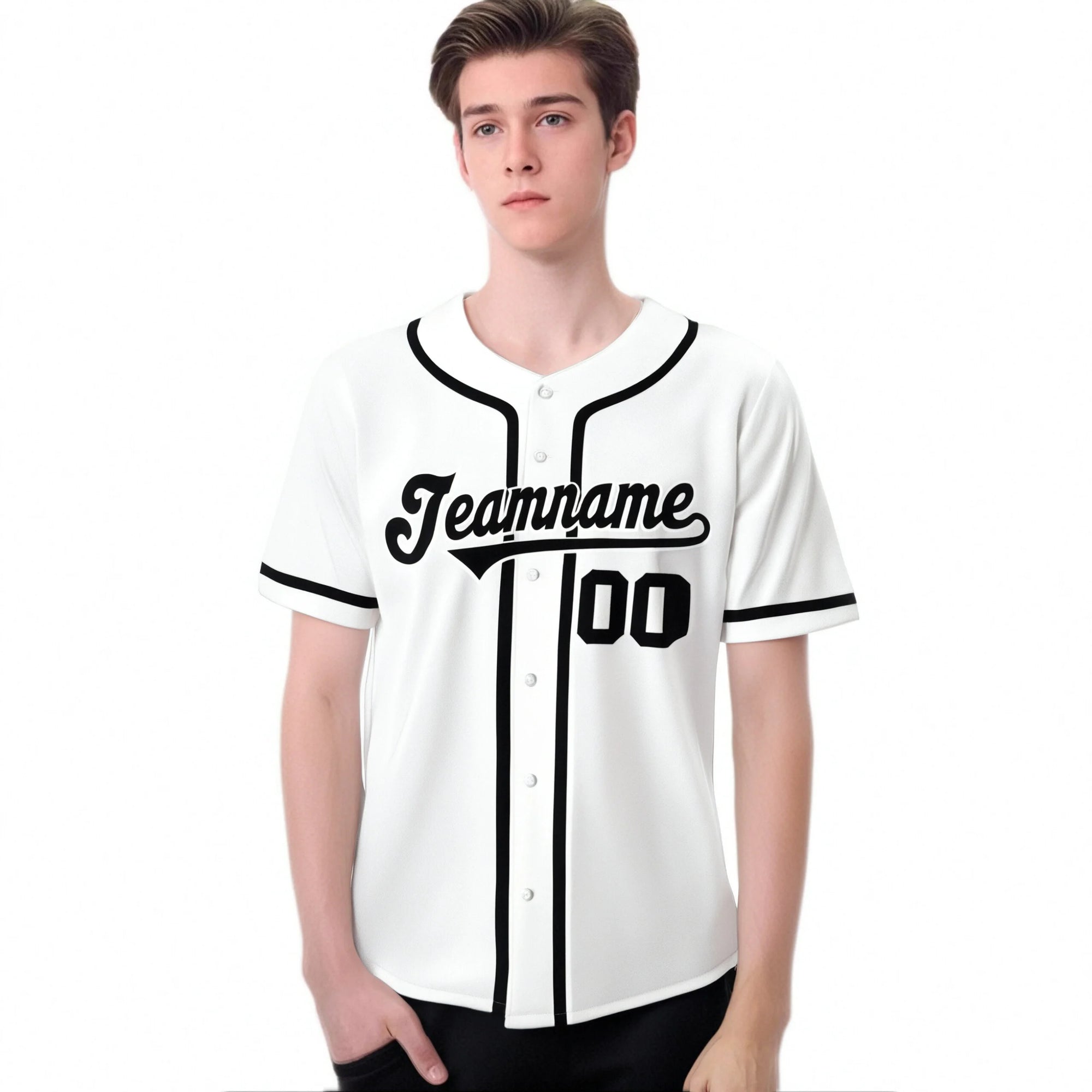 Custom White Black Classic Style Authentic Baseball Jersey