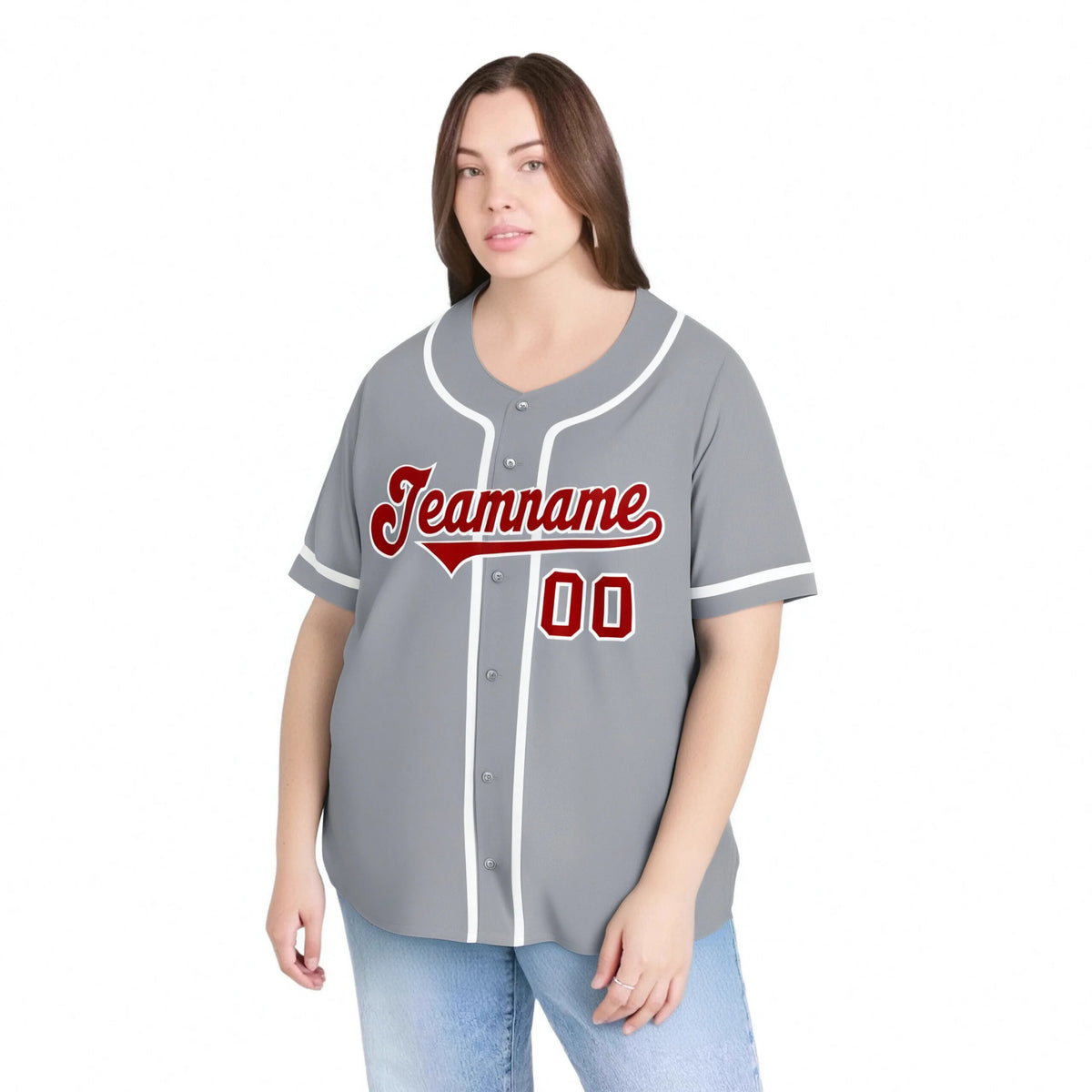 Custom Gray Red-White Classic Style Authentic Baseball Jersey