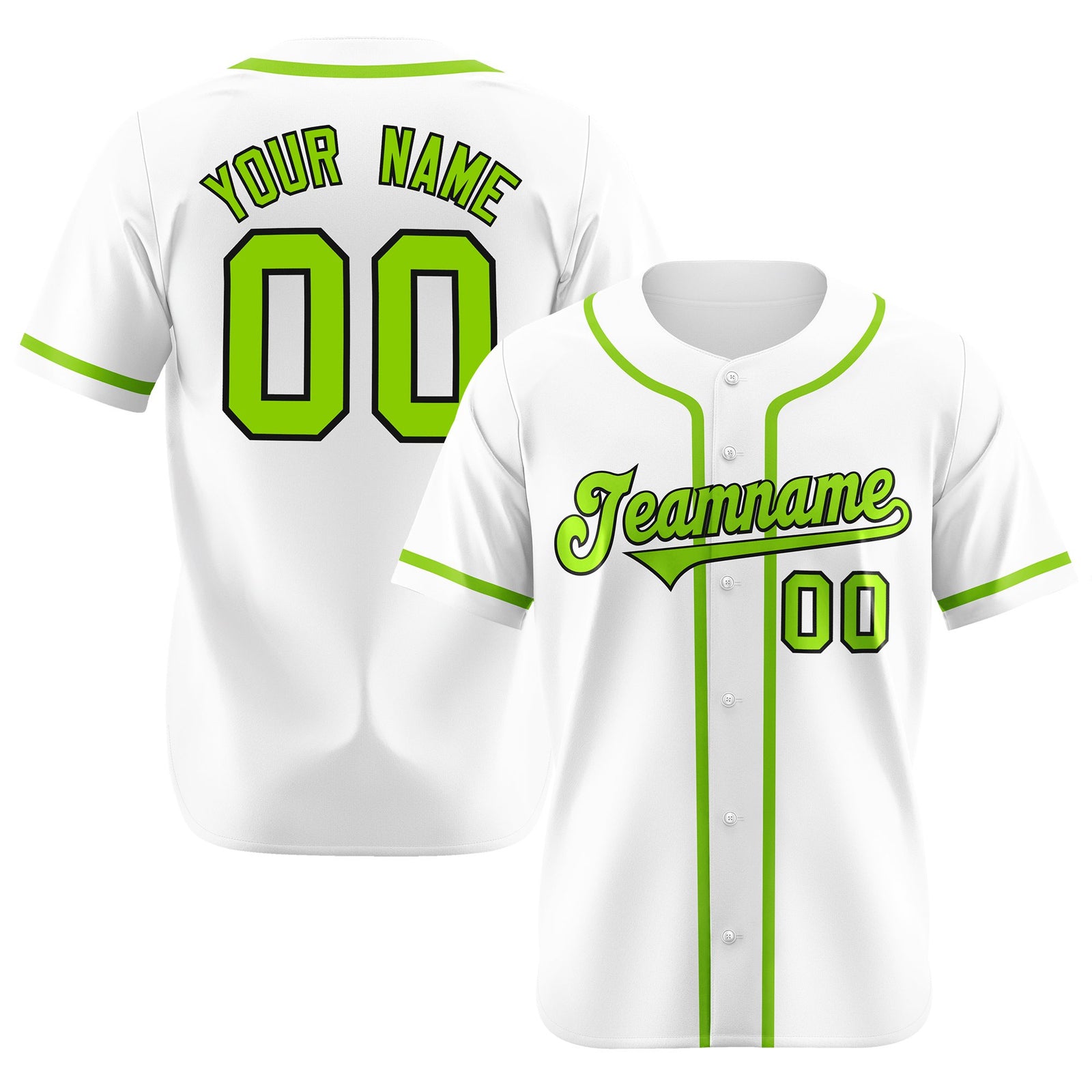 Custom White Neon Green Classic Style Authentic Baseball Jersey
