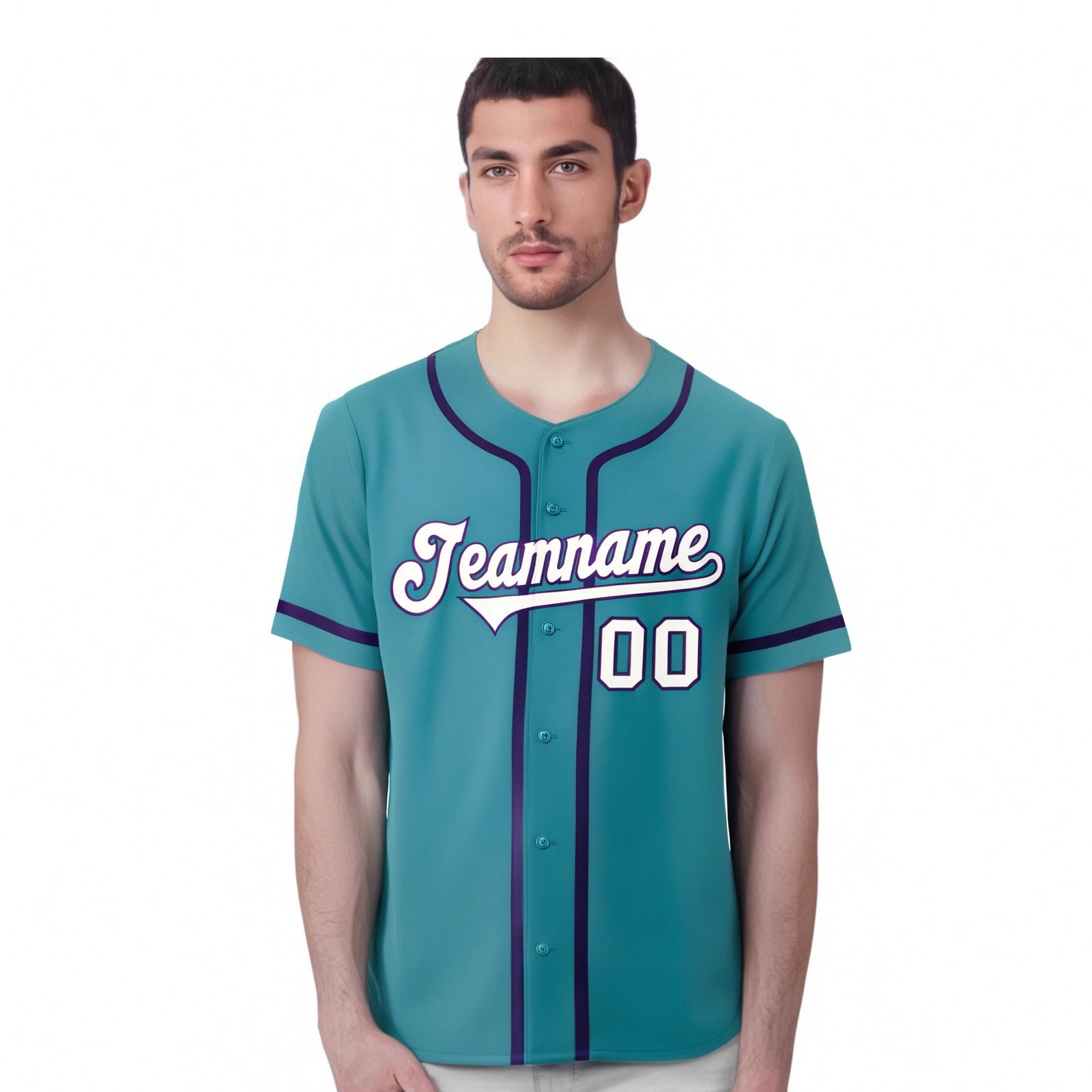 Custom Aqua White-Purple Classic Style Authentic Baseball Jersey