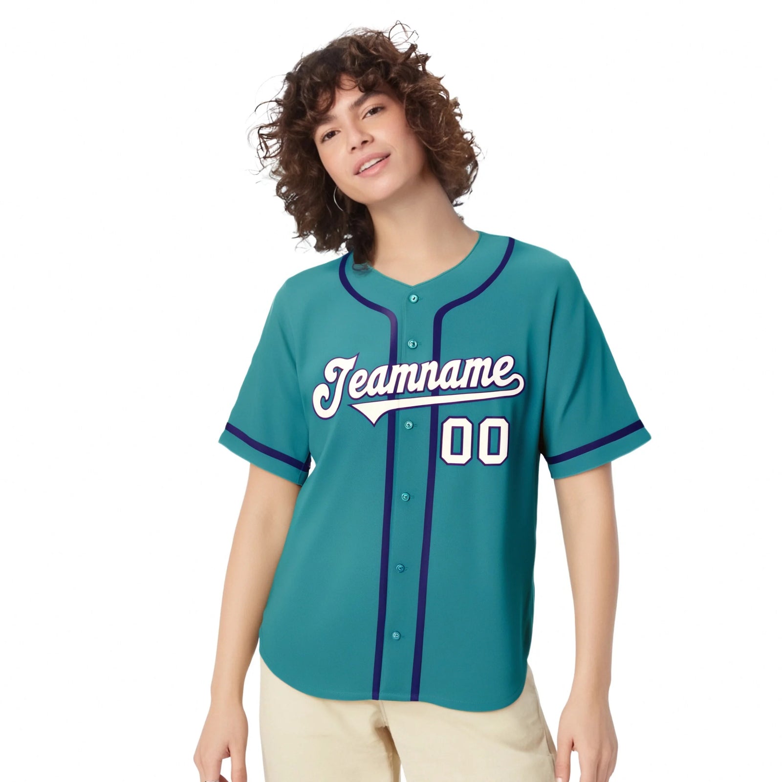 Custom Aqua White-Purple Classic Style Authentic Baseball Jersey