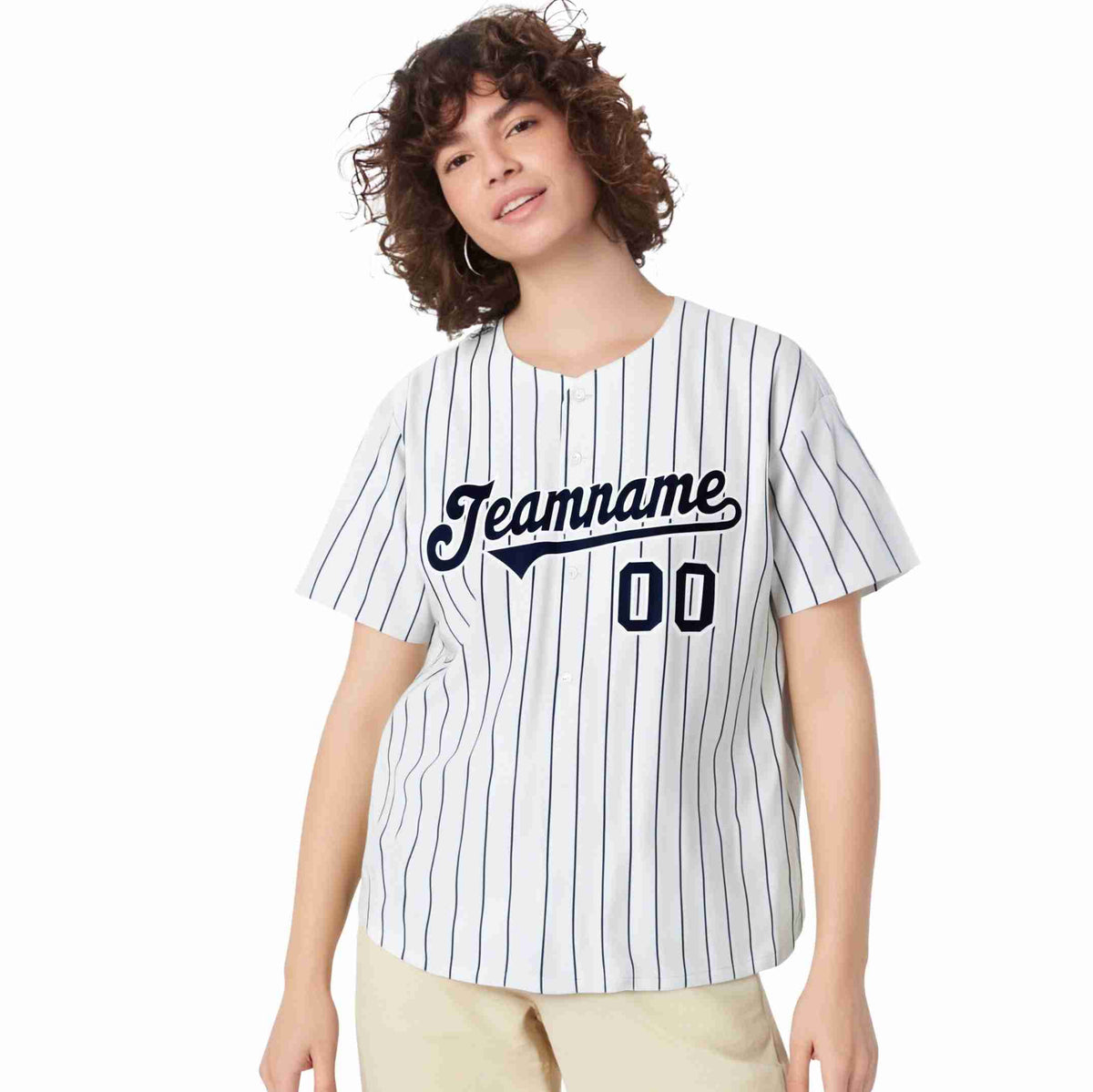 Custom White Navy Pinstripe Authentic Baseball Jersey