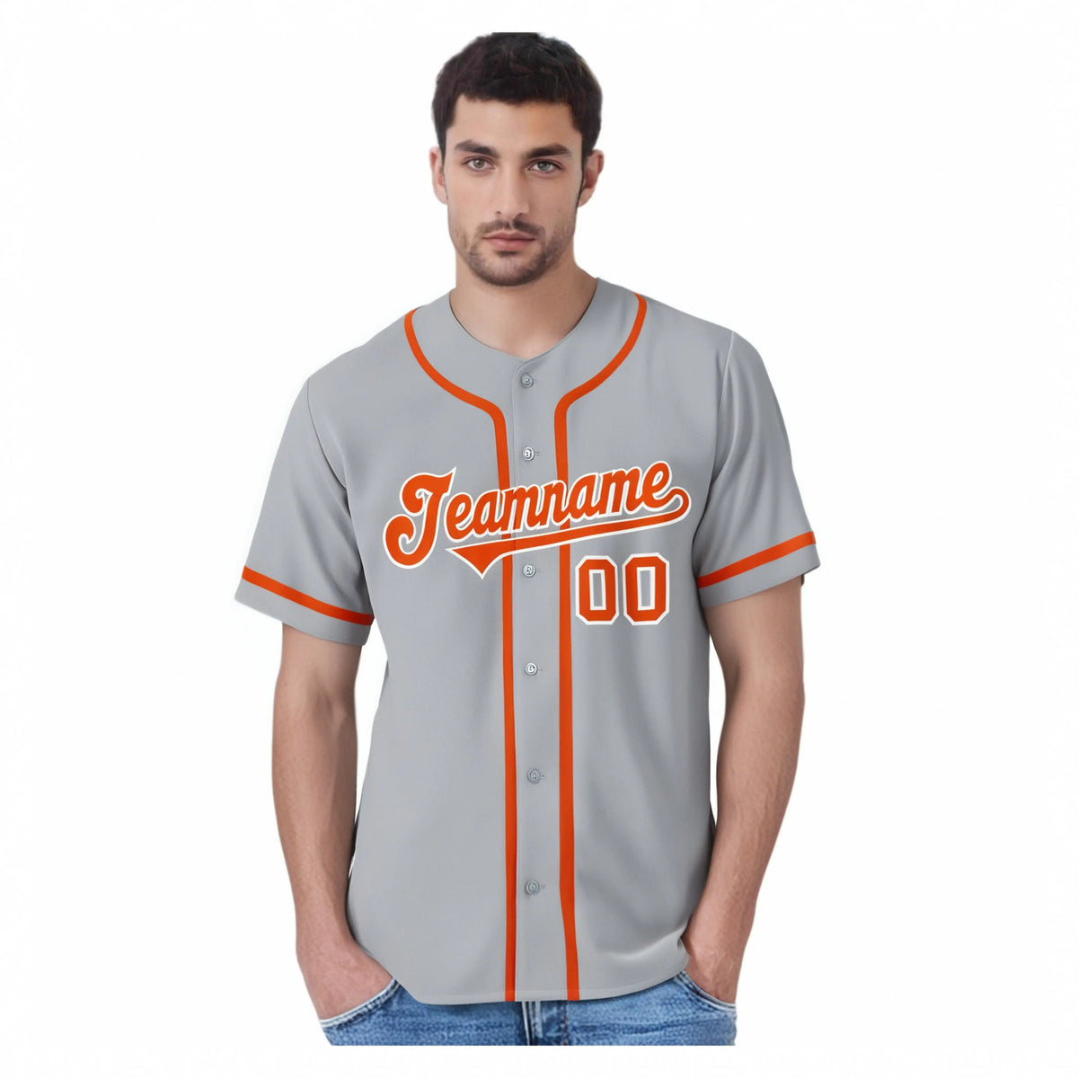 Custom Gray Orange Classic Style Authentic Baseball Jersey