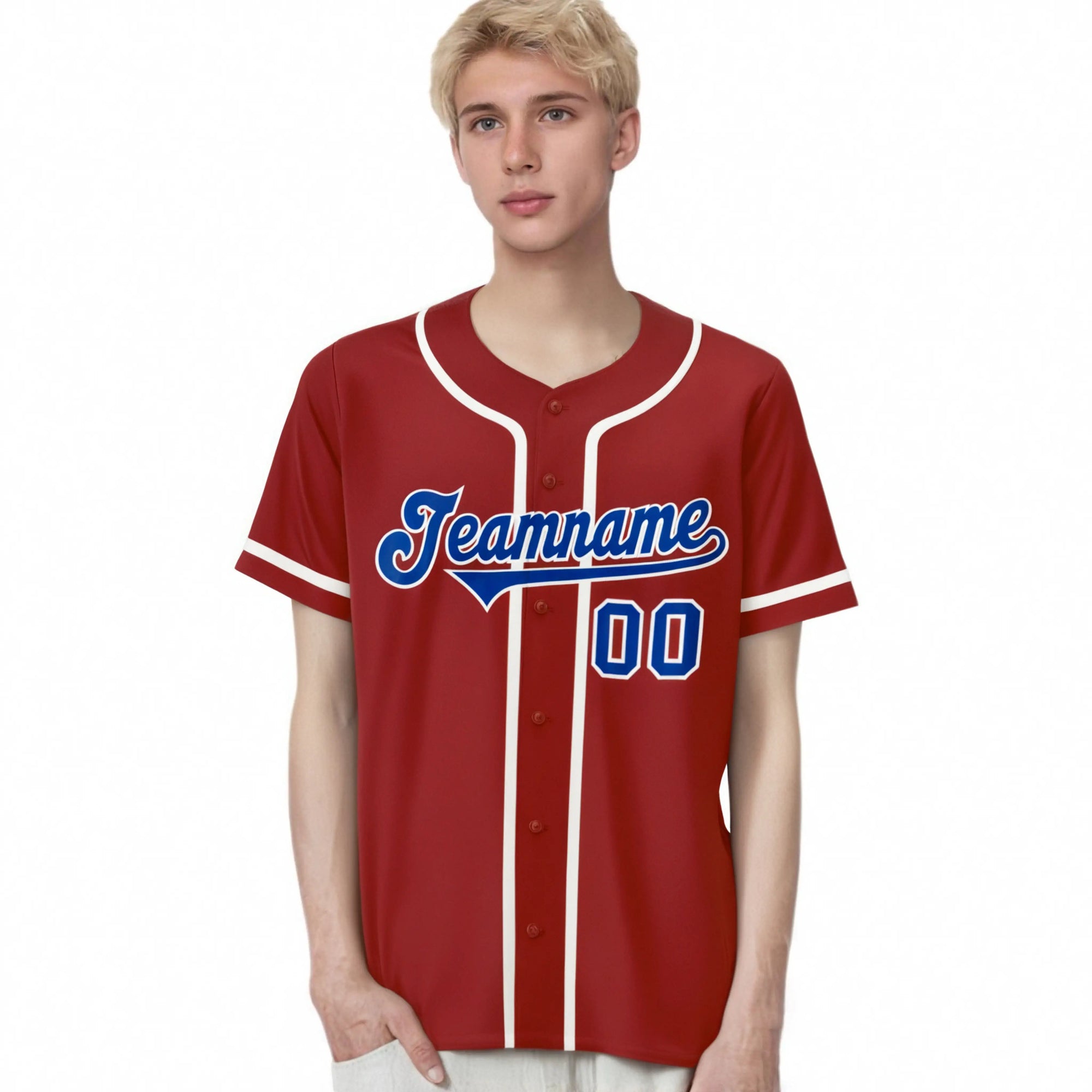 Custom Red Royal Blue-White Classic Style Authentic Baseball Jersey