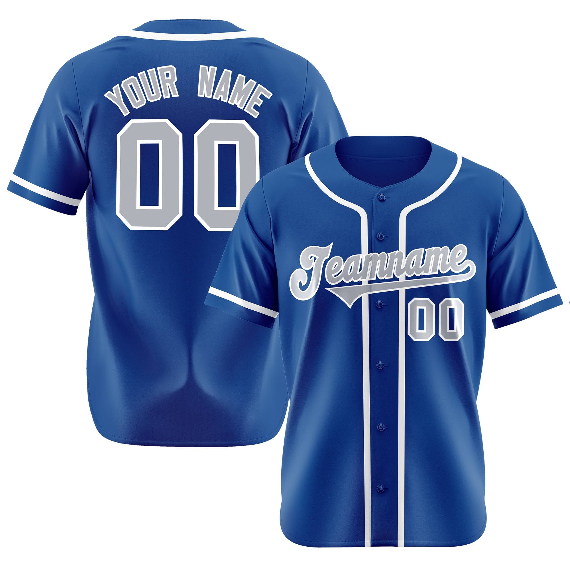 Custom Blue Gray-White Classic Style Authentic Baseball Jersey