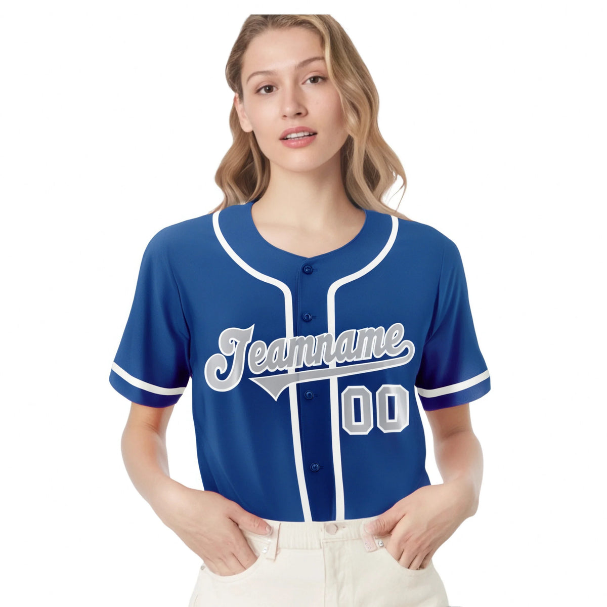 Custom Blue Gray-White Classic Style Authentic Baseball Jersey