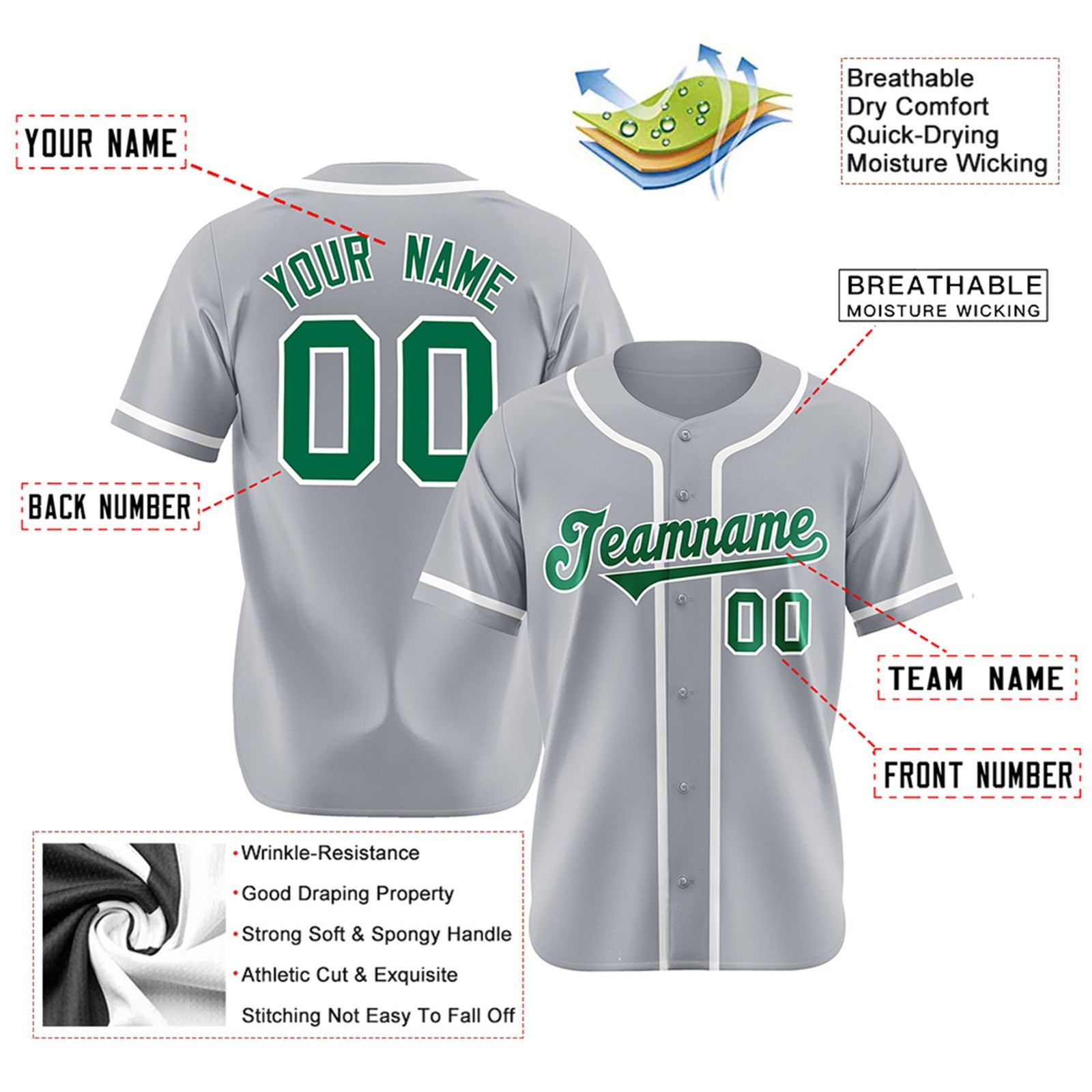 Custom Gray White Classic Style Authentic Baseball Jersey