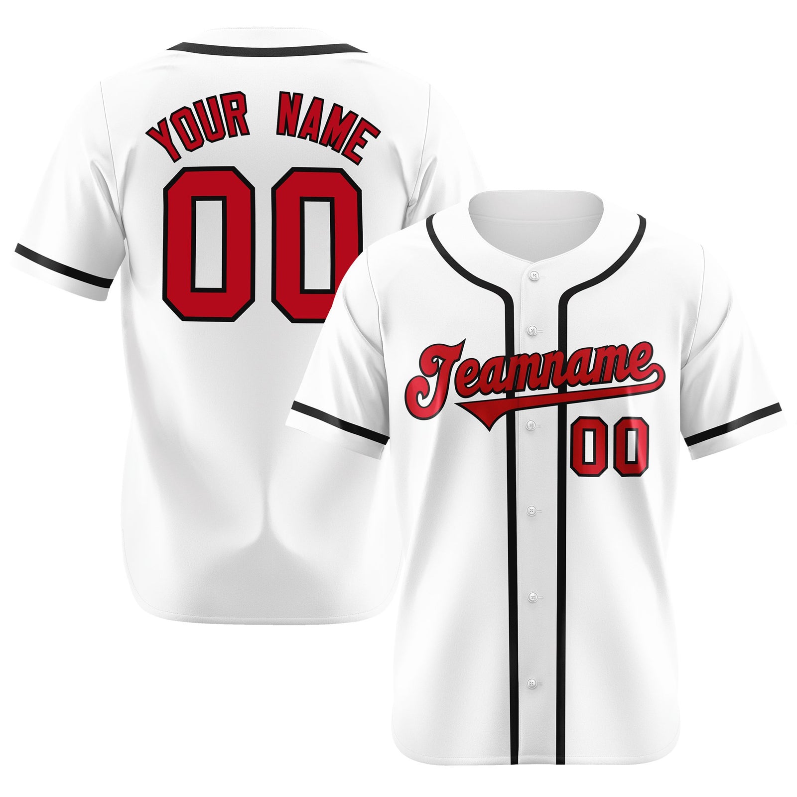 Custom White Red-Black Classic Style Authentic Baseball Jersey