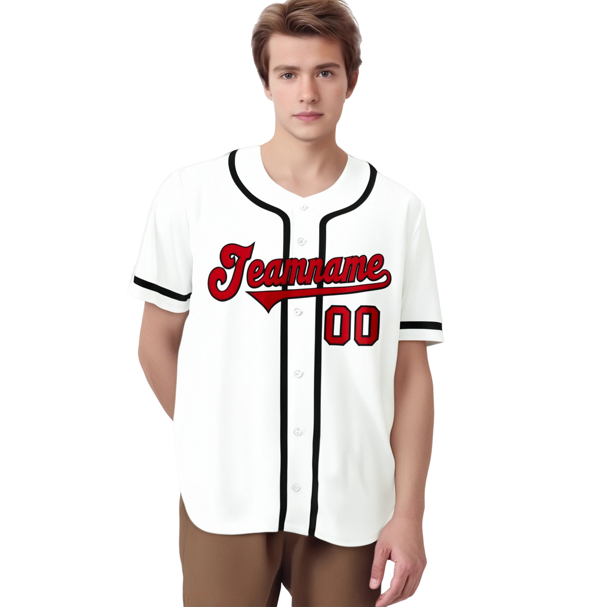 Custom White Red-Black Classic Style Authentic Baseball Jersey