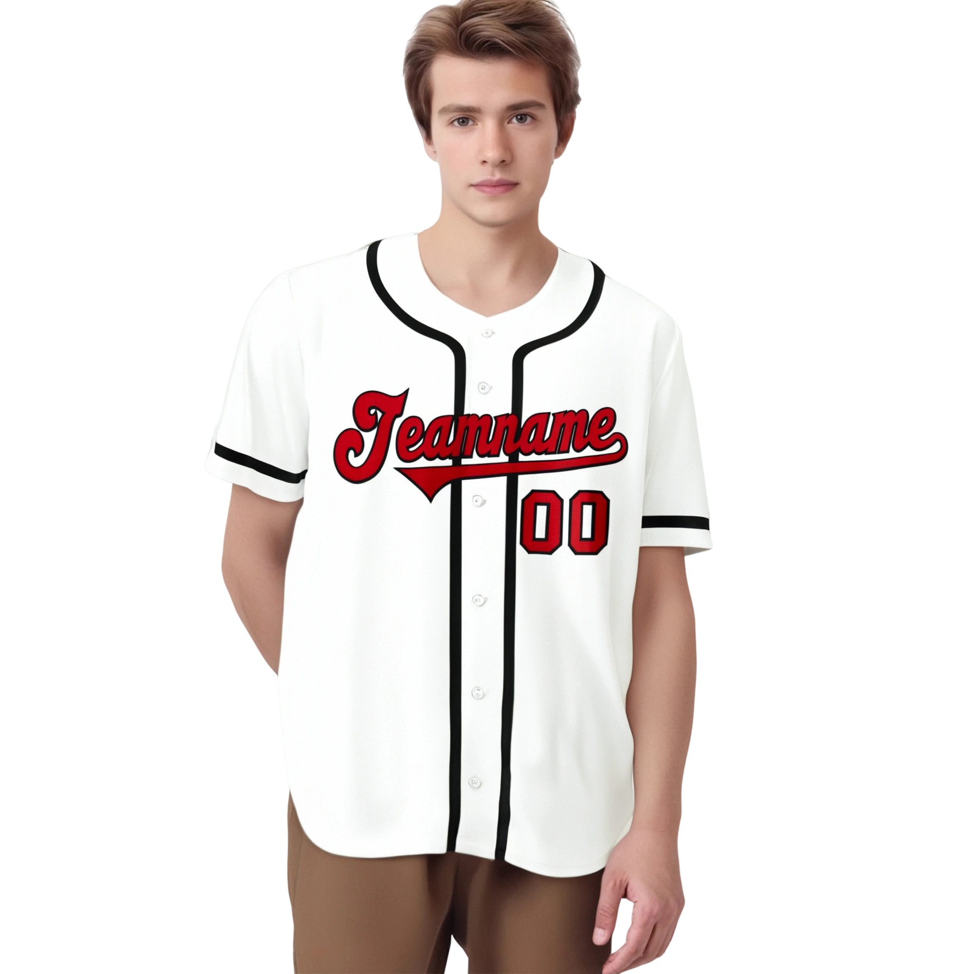 Custom White Red-Black Classic Style Authentic Baseball Jersey