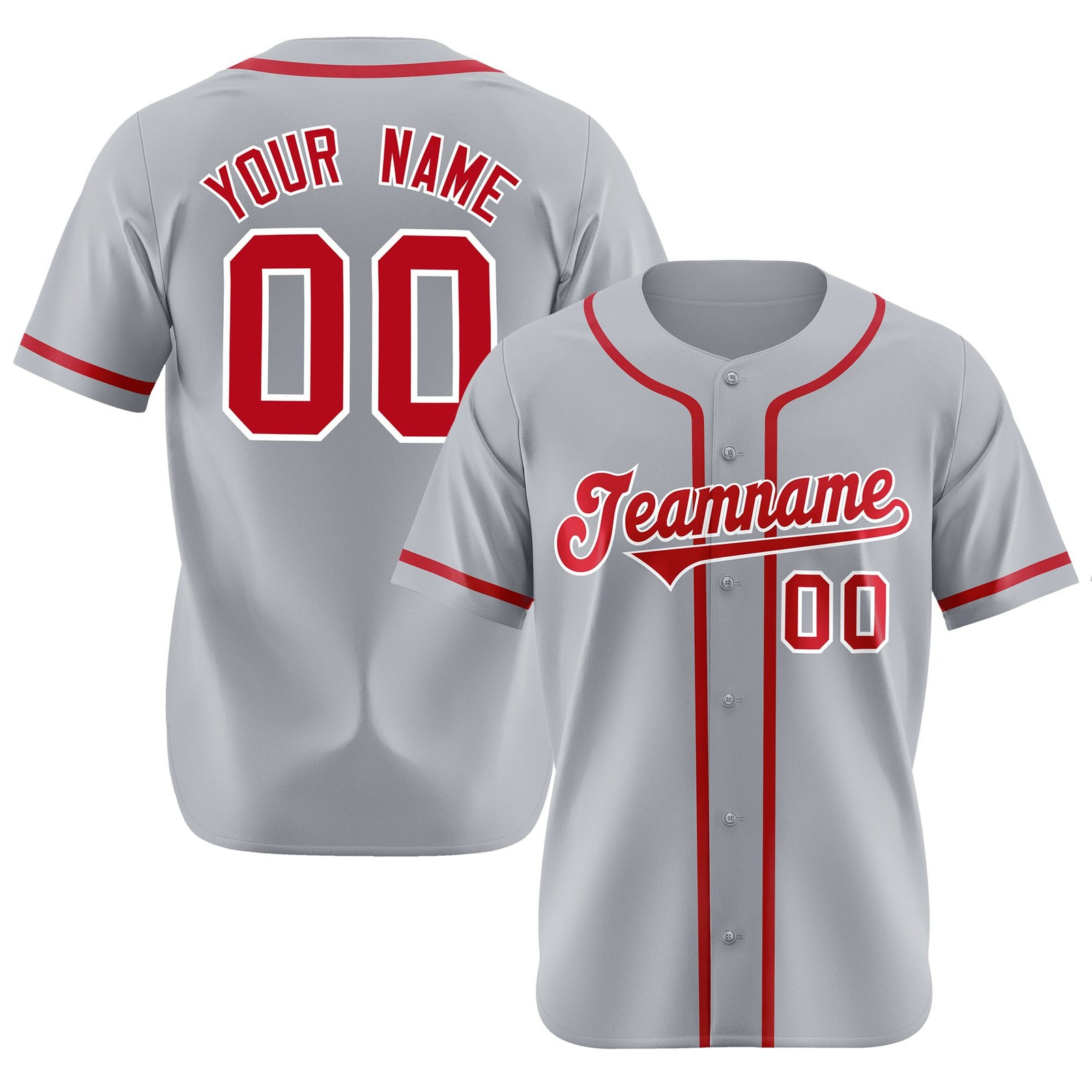 Custom Gray Red-White Classic Style Authentic Baseball Jersey