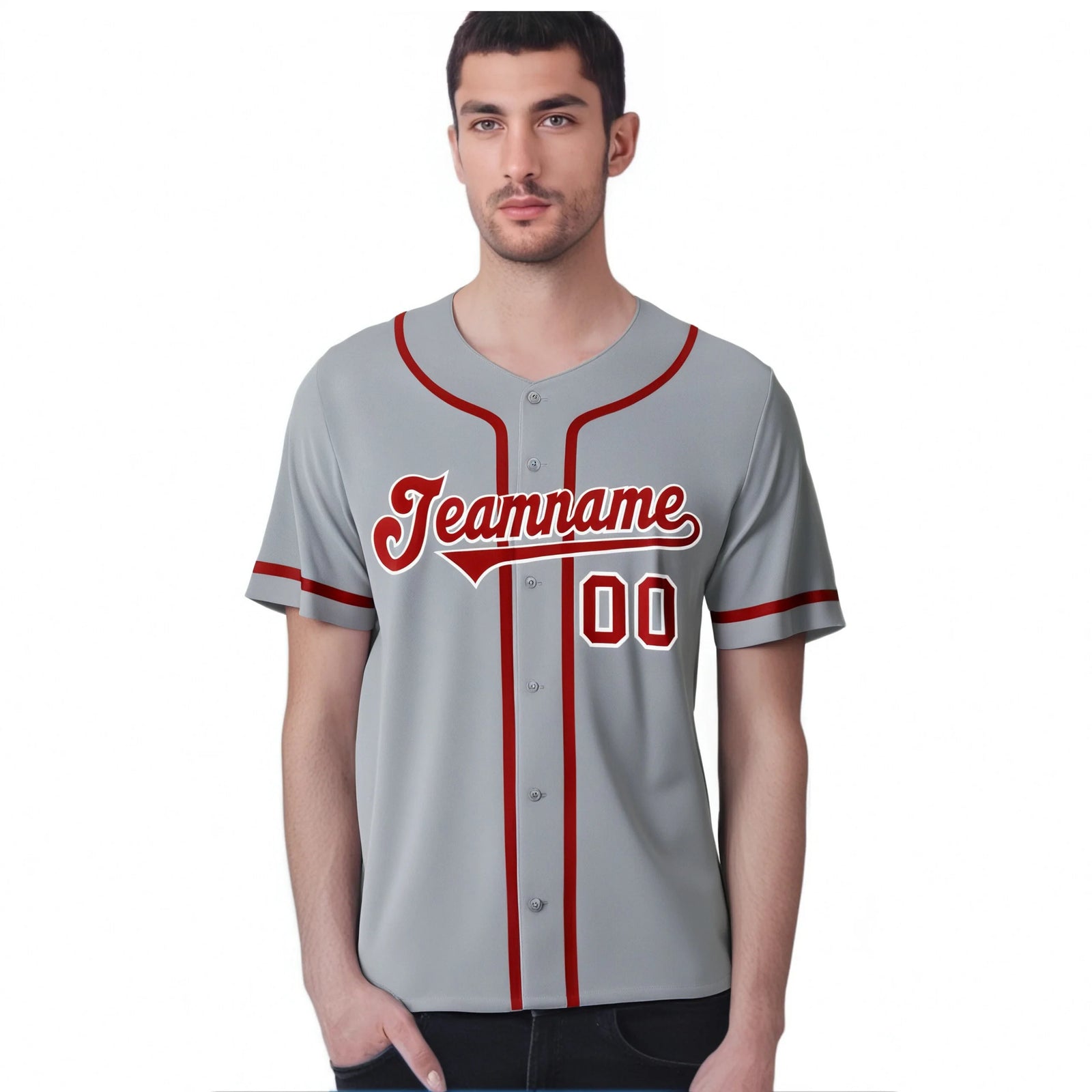 Custom Gray Red-White Classic Style Authentic Baseball Jersey