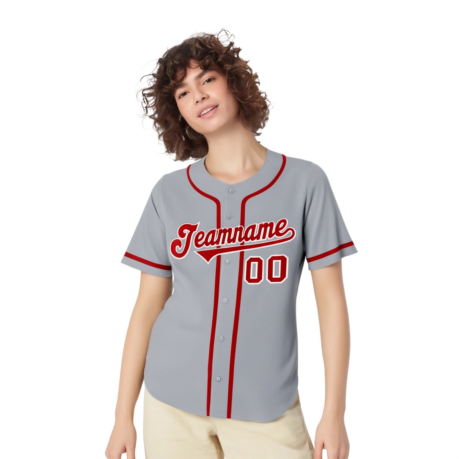 Custom Gray Red-White Classic Style Authentic Baseball Jersey