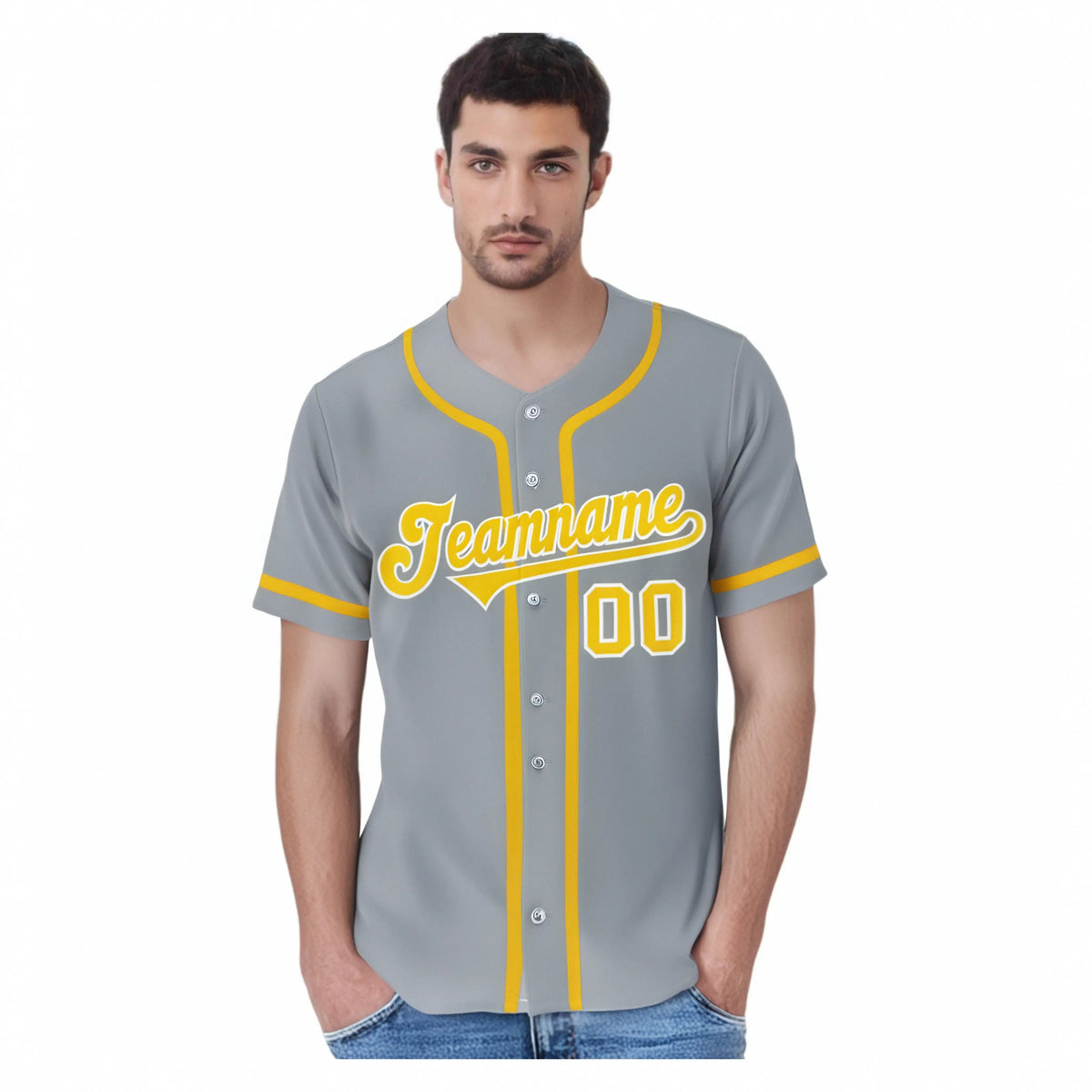 Custom Gray Gold-White Classic Style Authentic Baseball Jersey