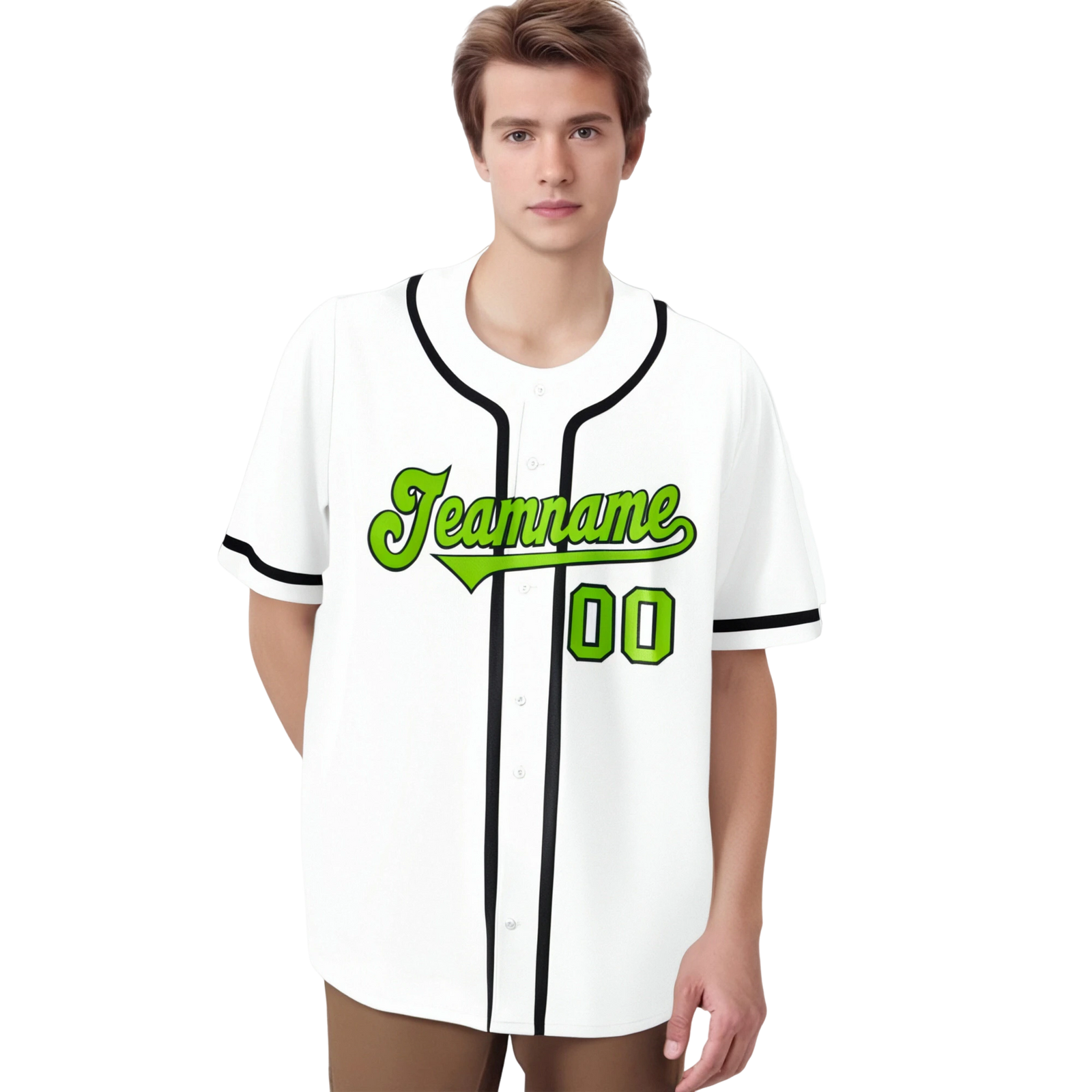 Custom White Neon Green-Black Classic Style Authentic Baseball Jersey