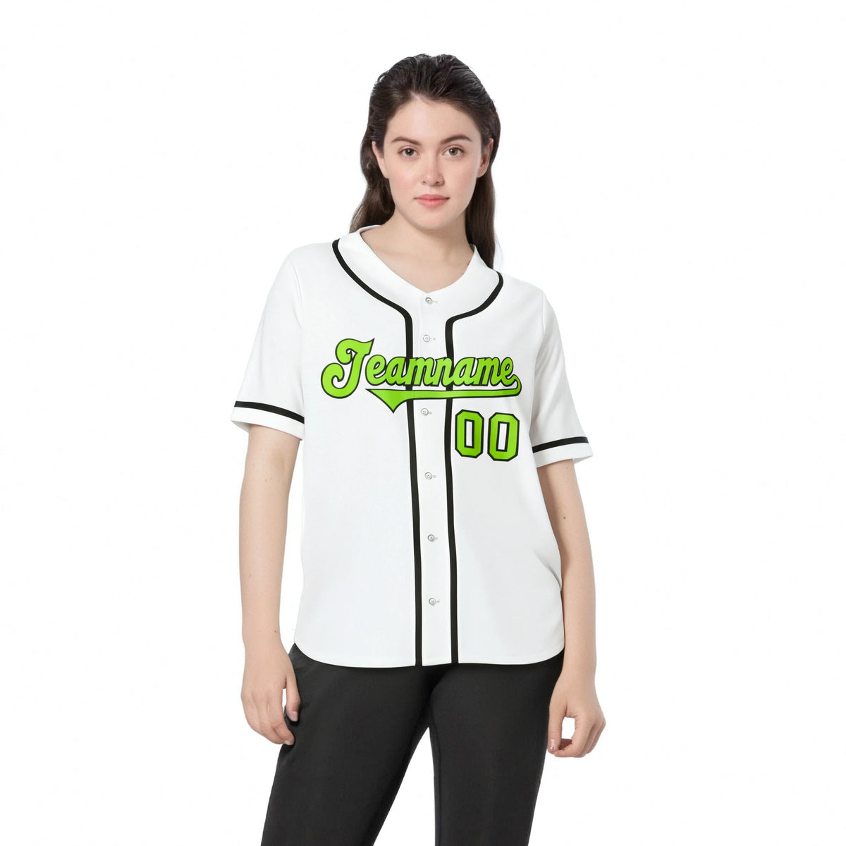 Custom White Neon Green-Black Classic Style Authentic Baseball Jersey