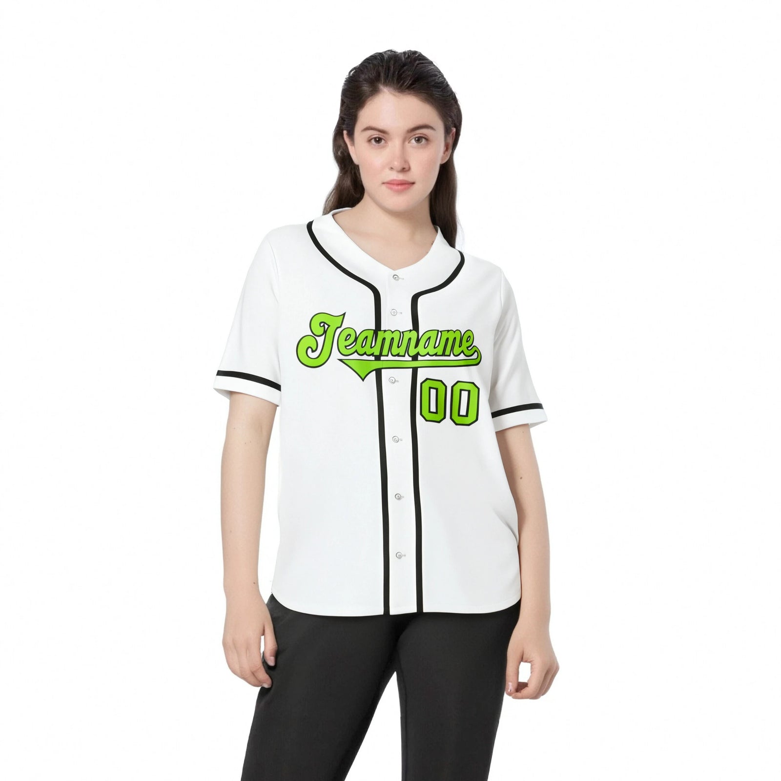 Custom White Neon Green-Black Classic Style Authentic Baseball Jersey