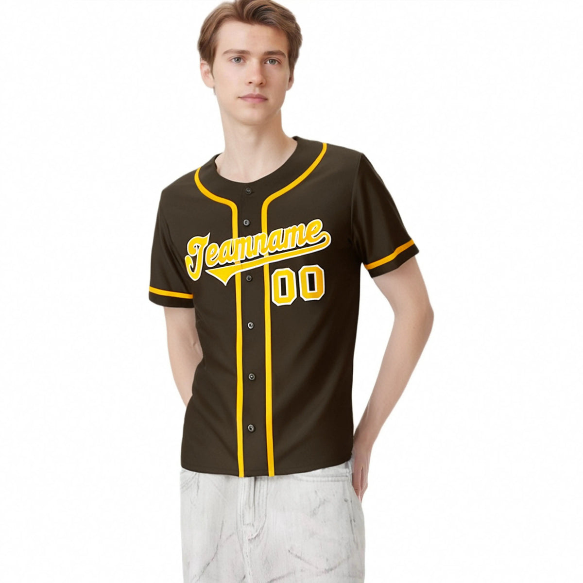 Custom Brown Glod Classic Style Authentic Baseball Jersey