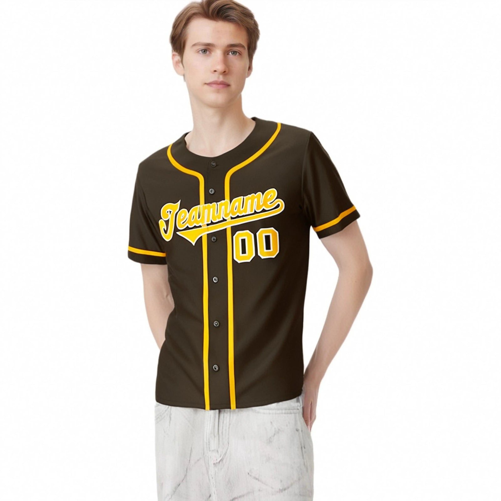 Custom Brown Glod Classic Style Authentic Baseball Jersey