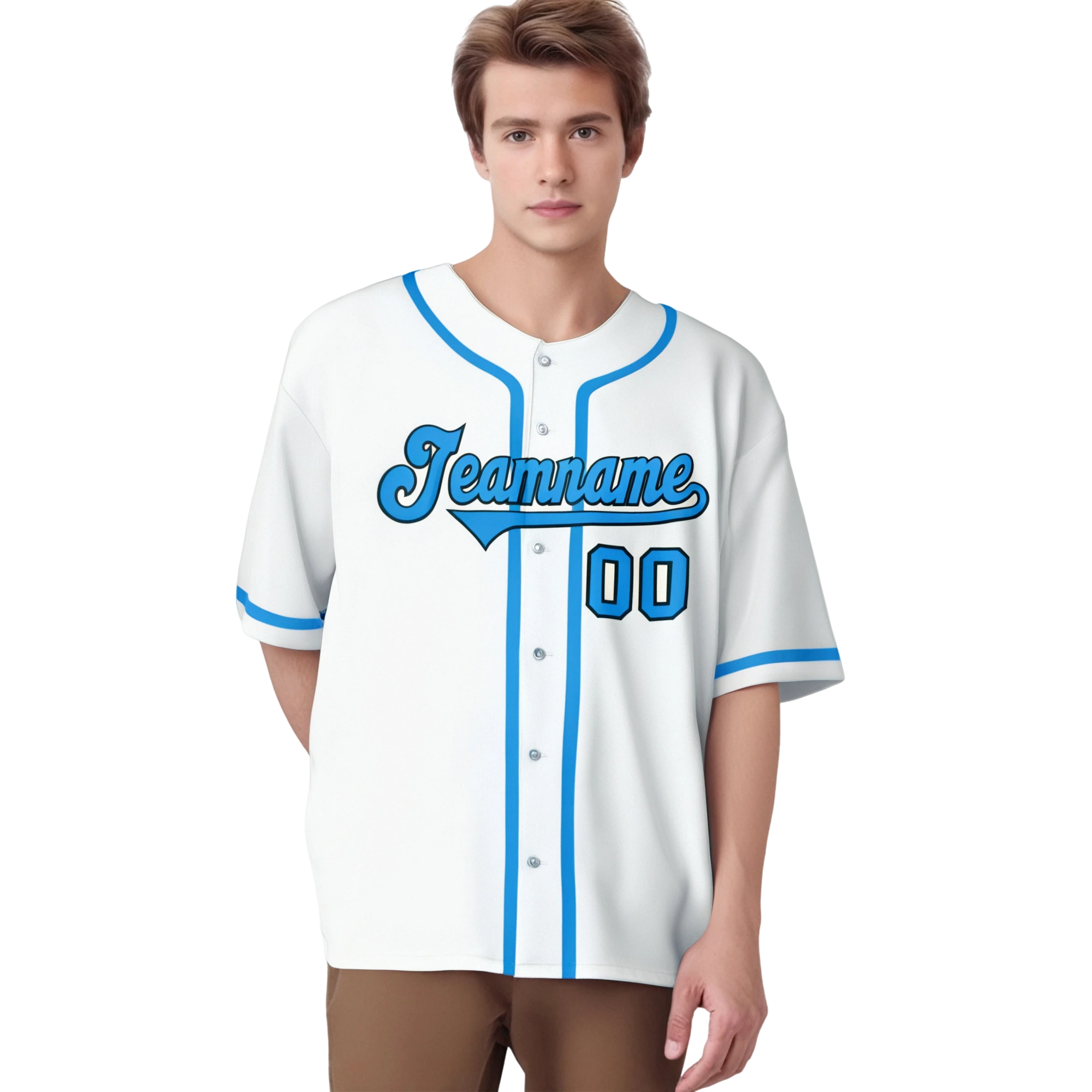 Custom White Powder Blue Classic Style Authentic Baseball Jersey