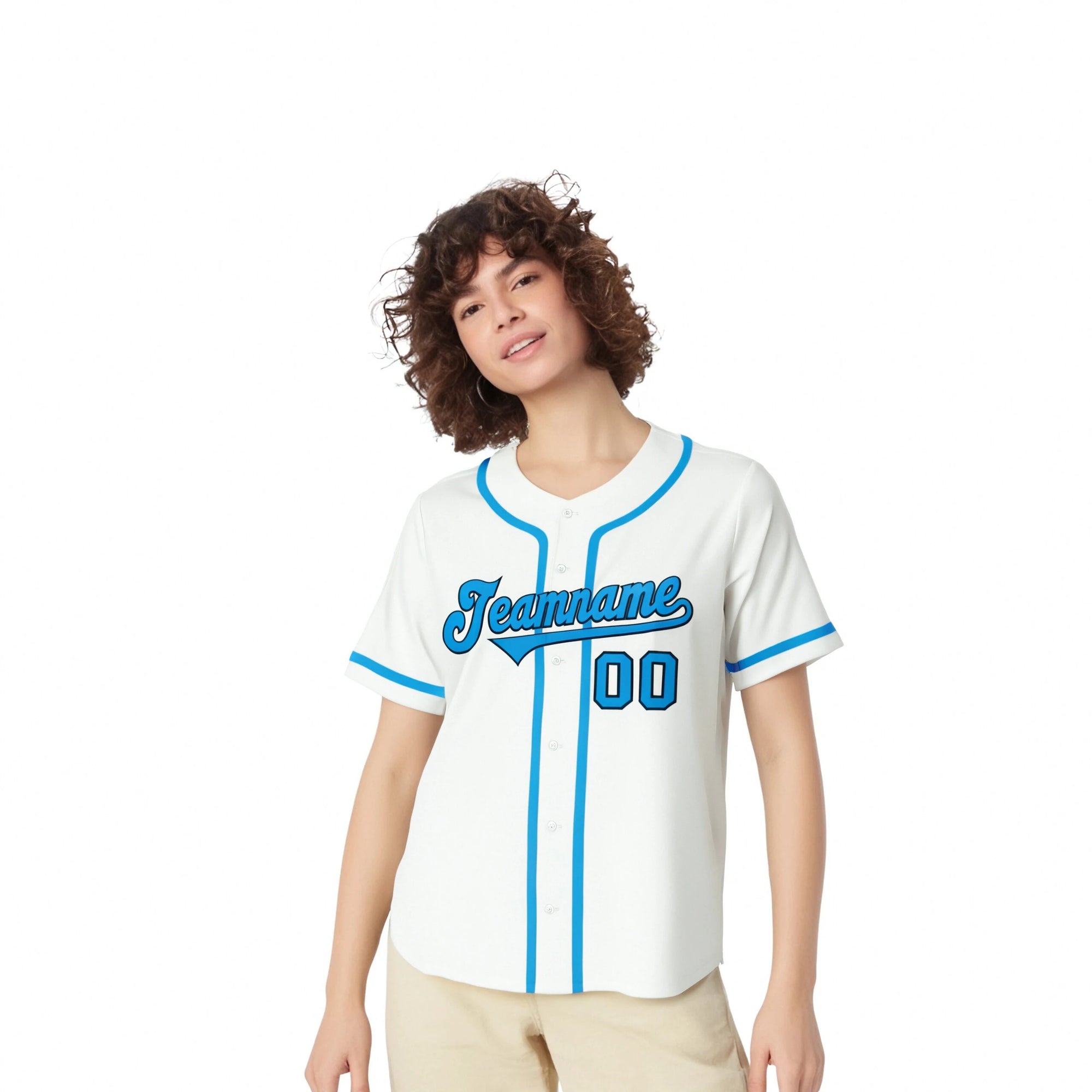 Custom White Powder Blue Classic Style Authentic Baseball Jersey