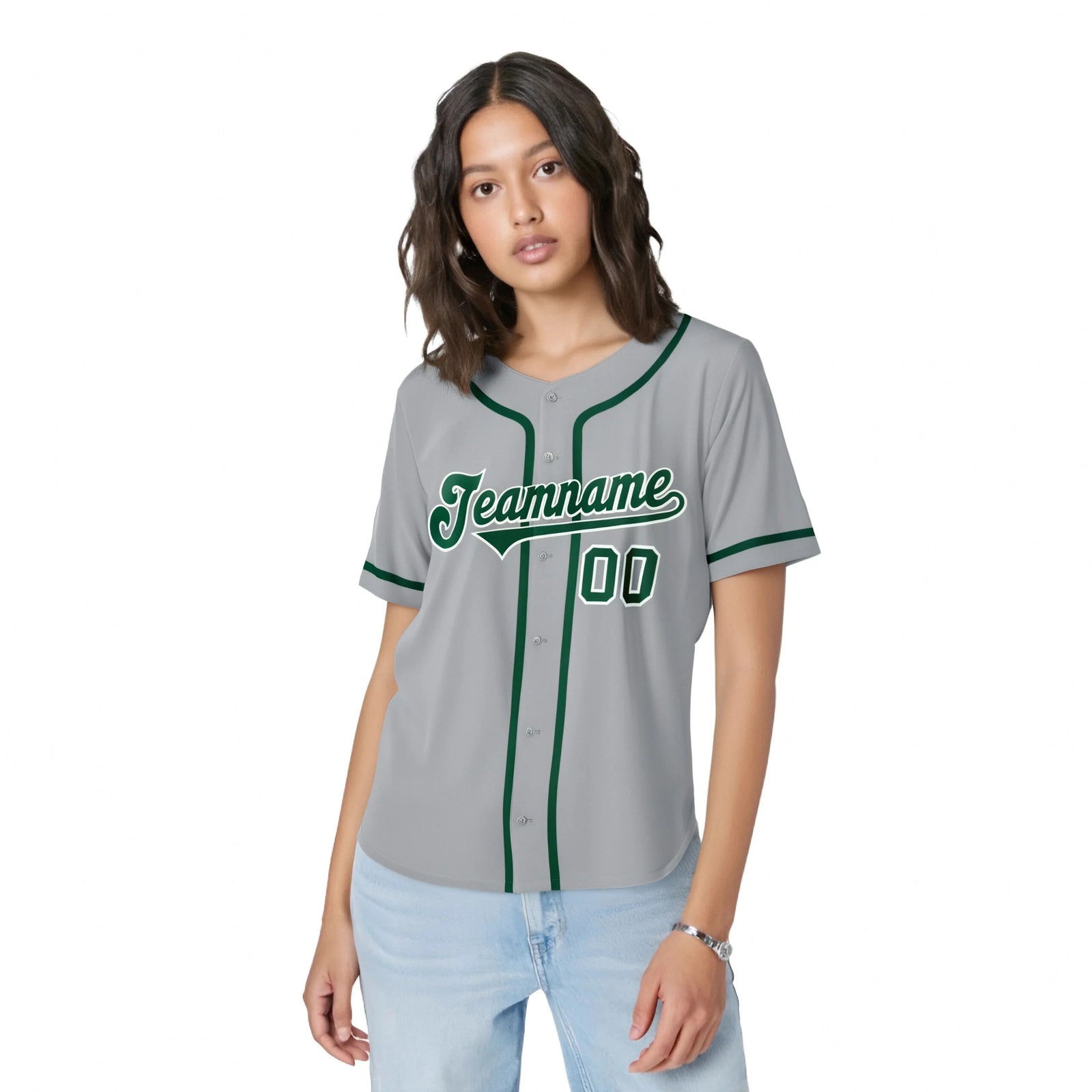 Custom Gray Kelly Green Classic Style Authentic Baseball Jersey