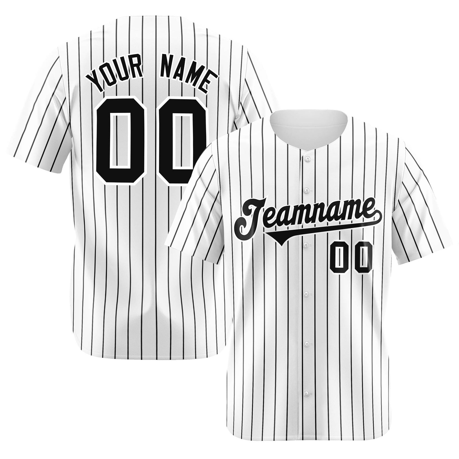 Custom White Black Pinstripe Authentic Baseball Jersey