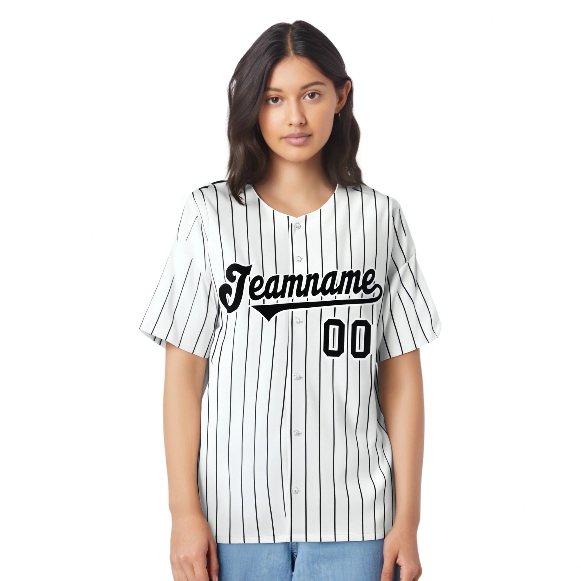 Custom White Black Pinstripe Authentic Baseball Jersey