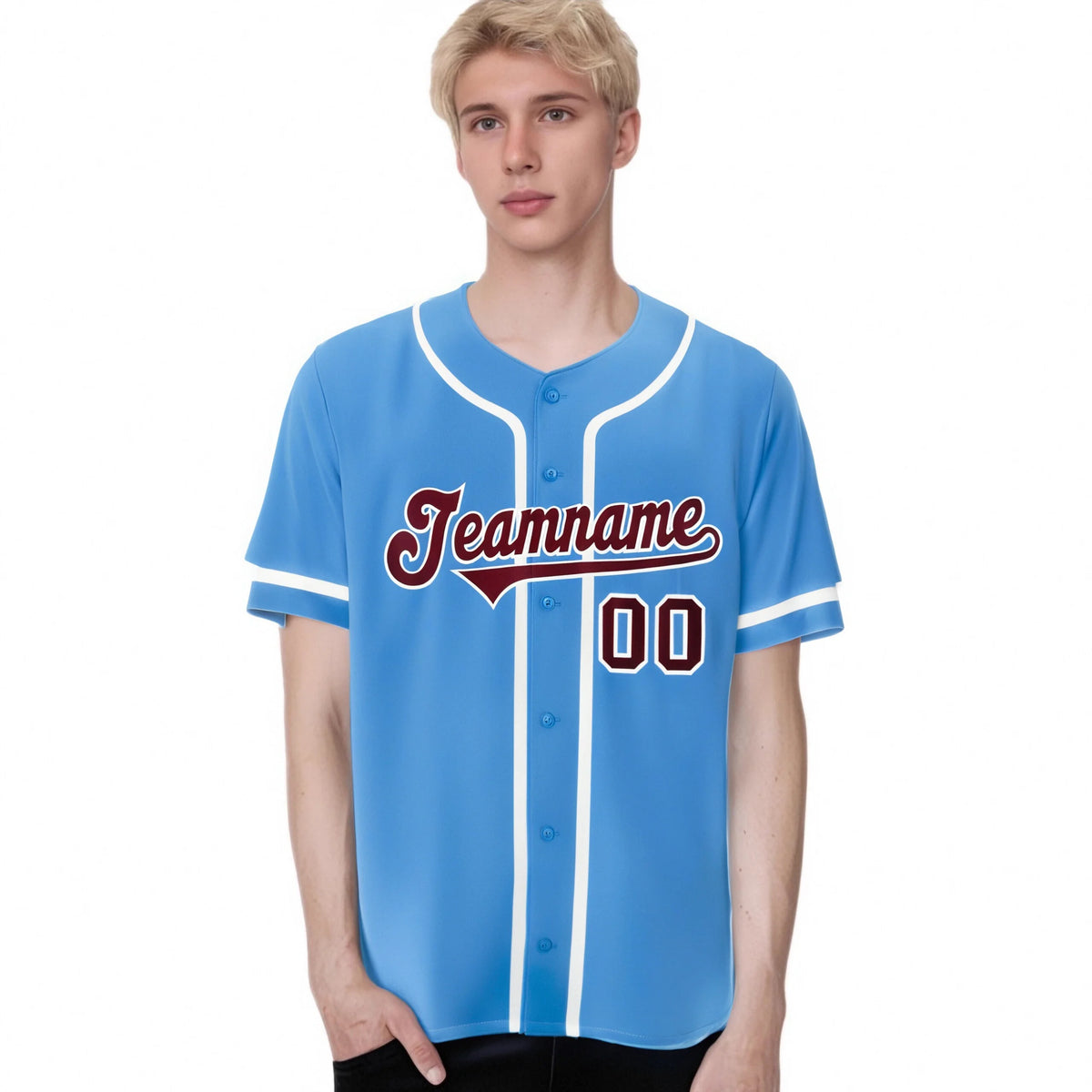 Custom Powder Blue White Classic Style Authentic Baseball Jersey
