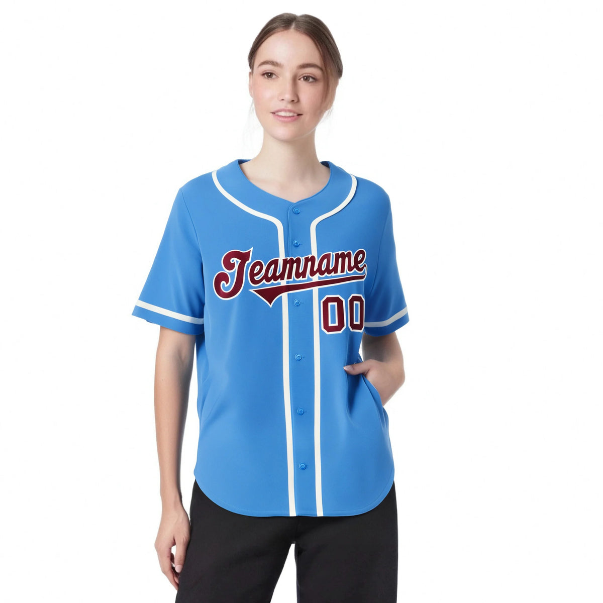 Custom Powder Blue White Classic Style Authentic Baseball Jersey