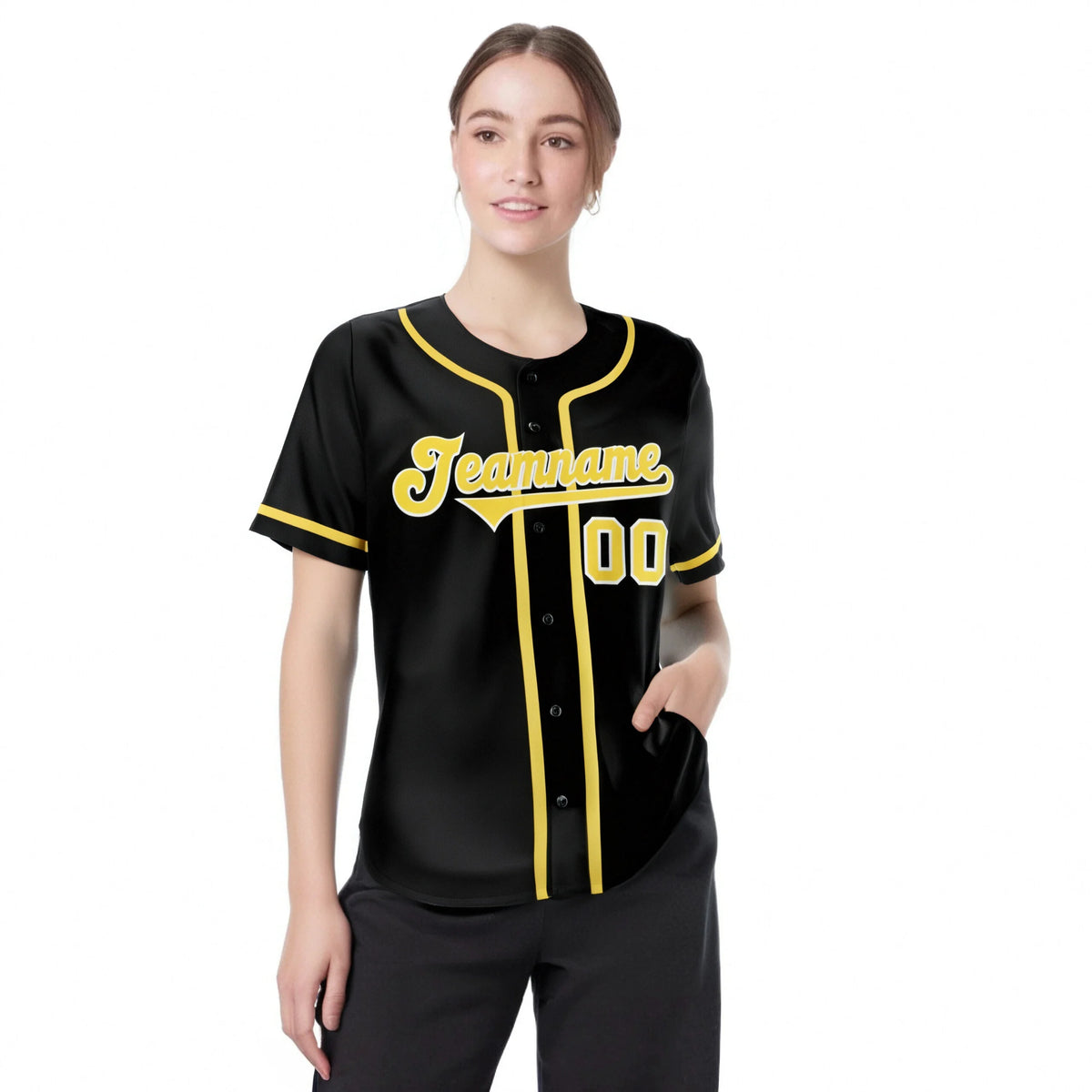 Custom Black Gold Classic Style Authentic Baseball Jersey